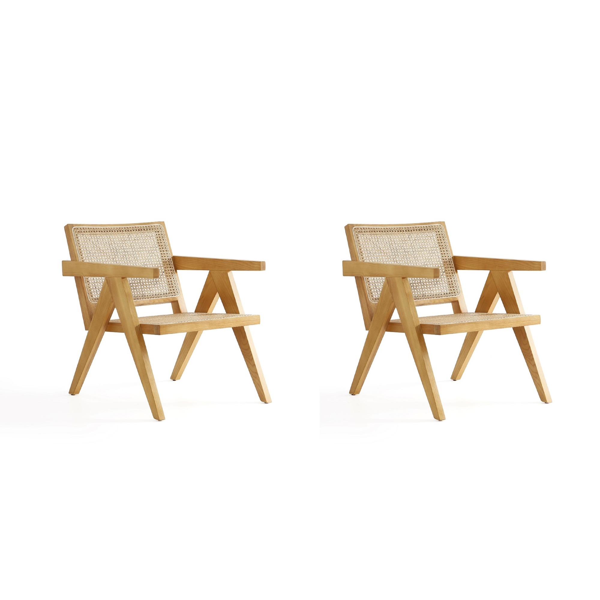 Manhattan Comfort, Hamlet Accent Chair in Nature Cane - Set of 2 Primary Color Natural, Included (qty.) 2 Model 2-ACCA04