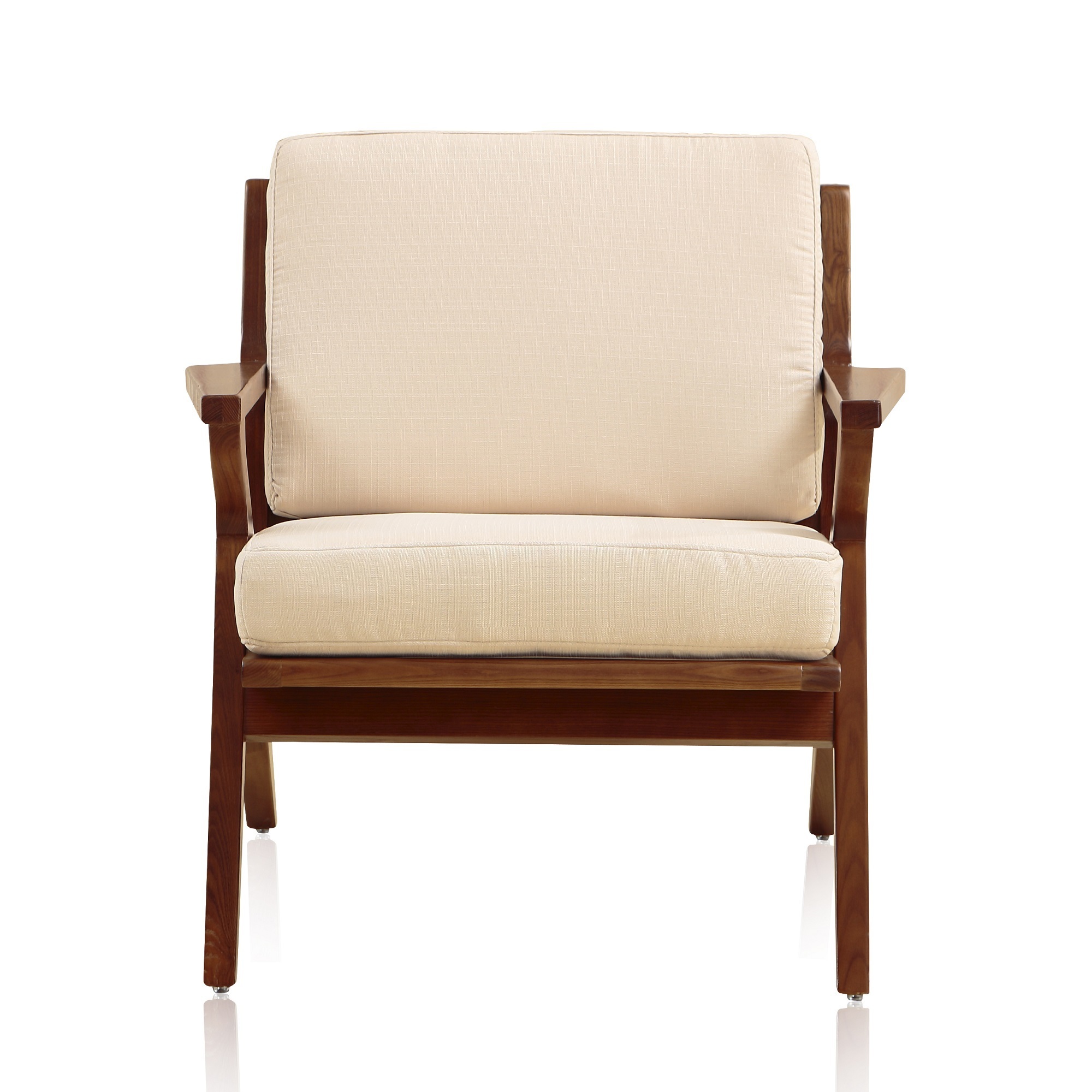 Manhattan Comfort, Martelle Cream and Amber Twill Weave Accent Chair, Primary Color Cream, Included (qty.) 1 Model AC002