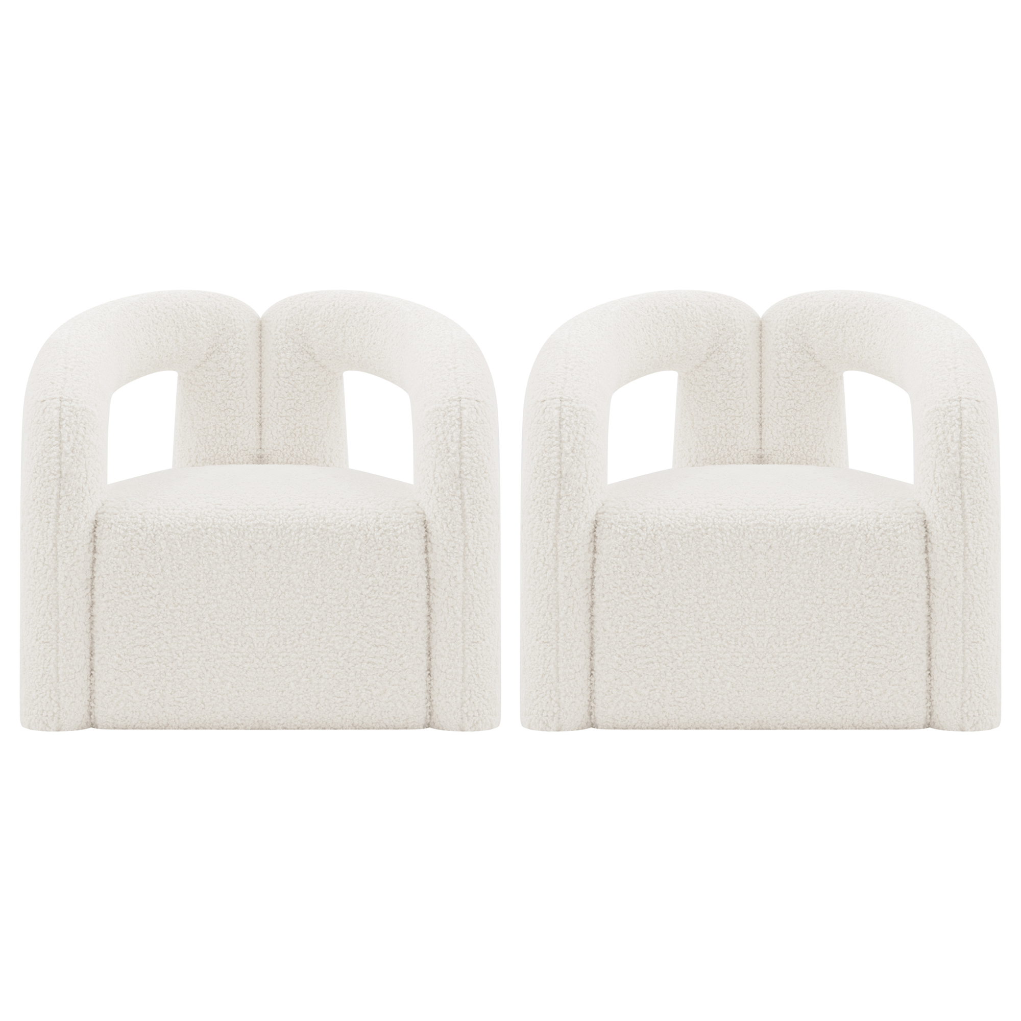 Manhattan Comfort, Modern Darian Boucle Accent Chair Cream Set of 2 Primary Color Cream, Included (qty.) 2 Model 2-AC061