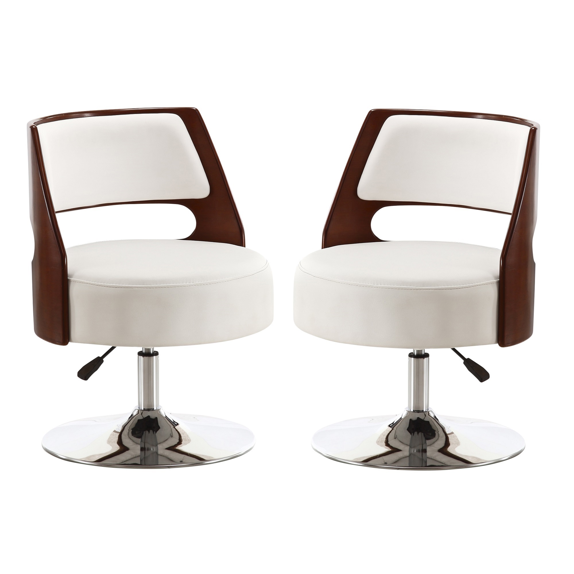 Manhattan Comfort, Salon White Fx Leather Adj Swvl Chair 2 Set, Primary Color White, Included (qty.) 2 Model 2-AC034