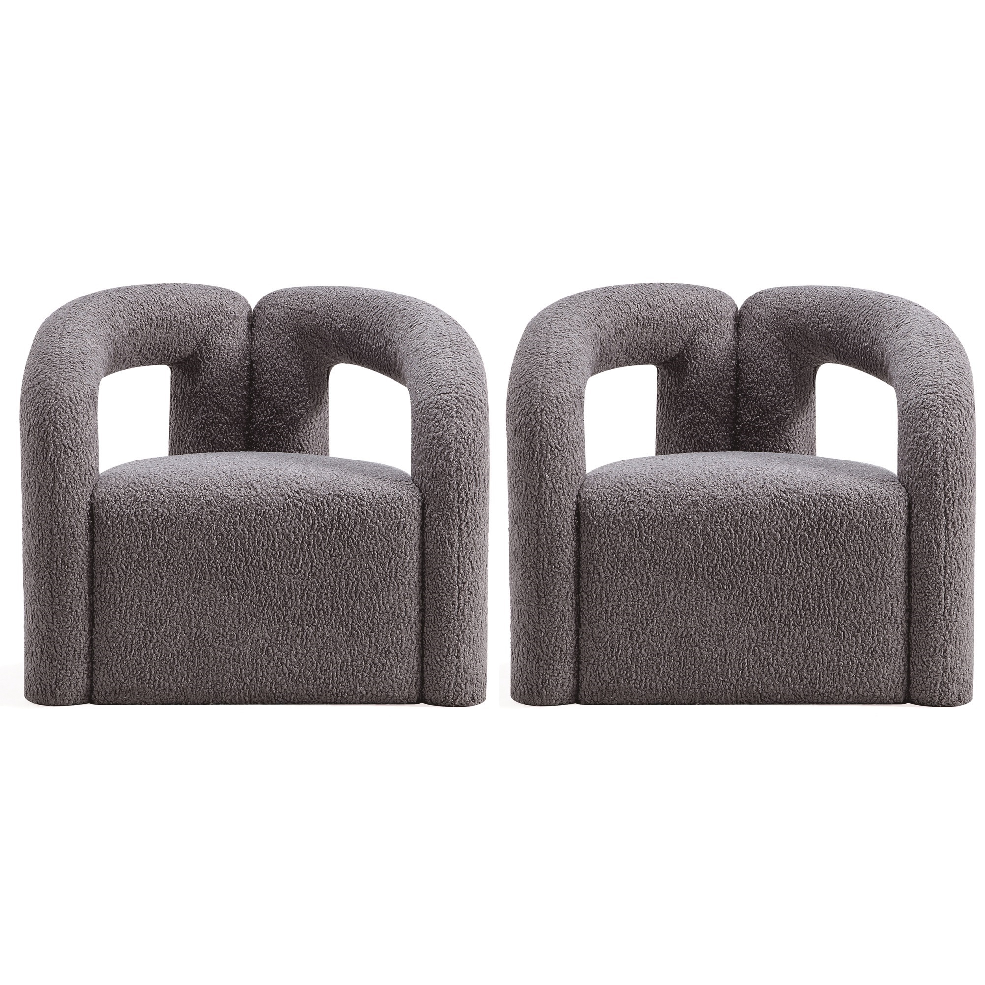 Manhattan Comfort, Modern Darian Boucle Accent Chair Grey Set of 2 Primary Color Gray, Included (qty.) 2 Model 2-AC061