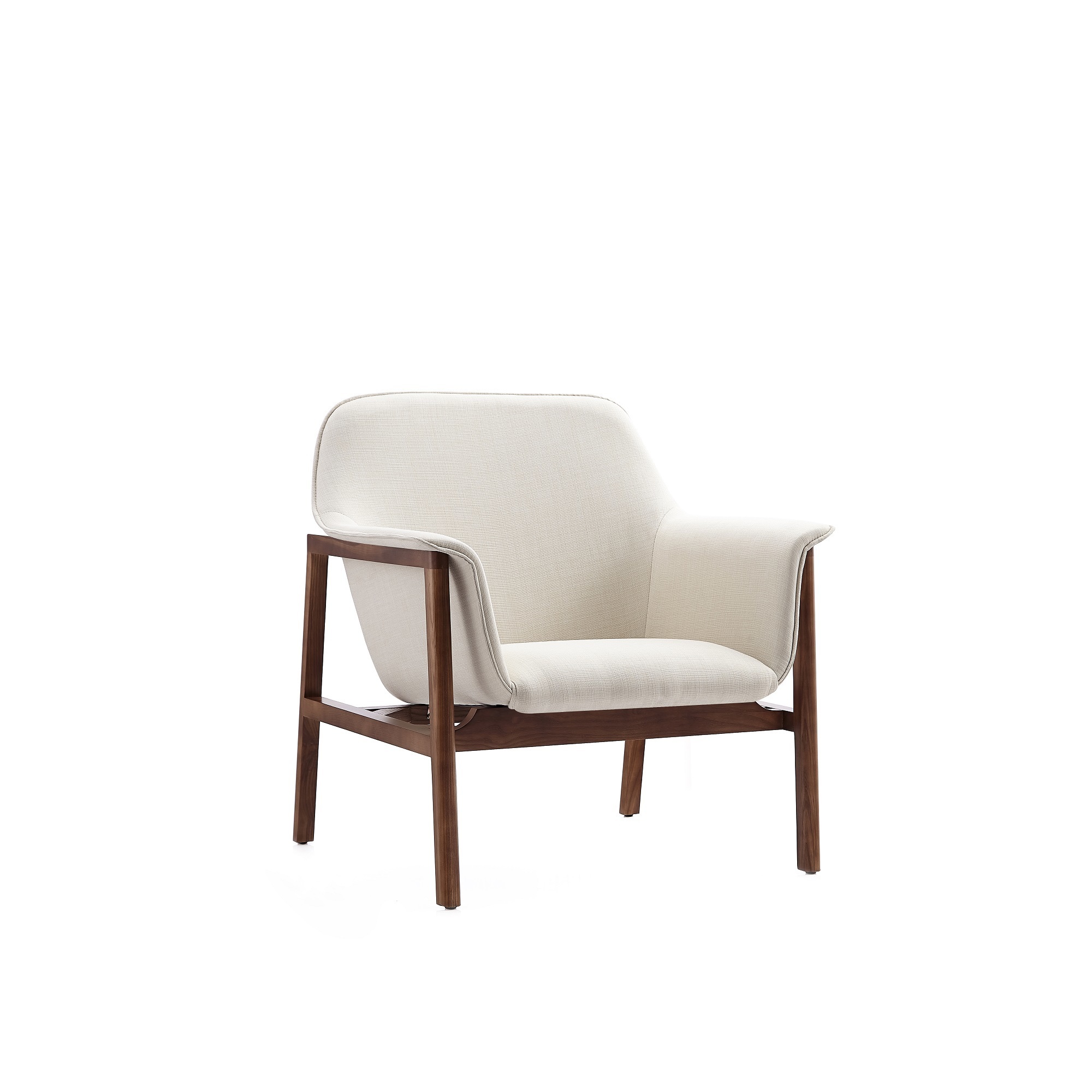 Manhattan Comfort, Miller Cream and Walnut Linen Weave Accent Chair, Primary Color Cream, Included (qty.) 1 Model AC007