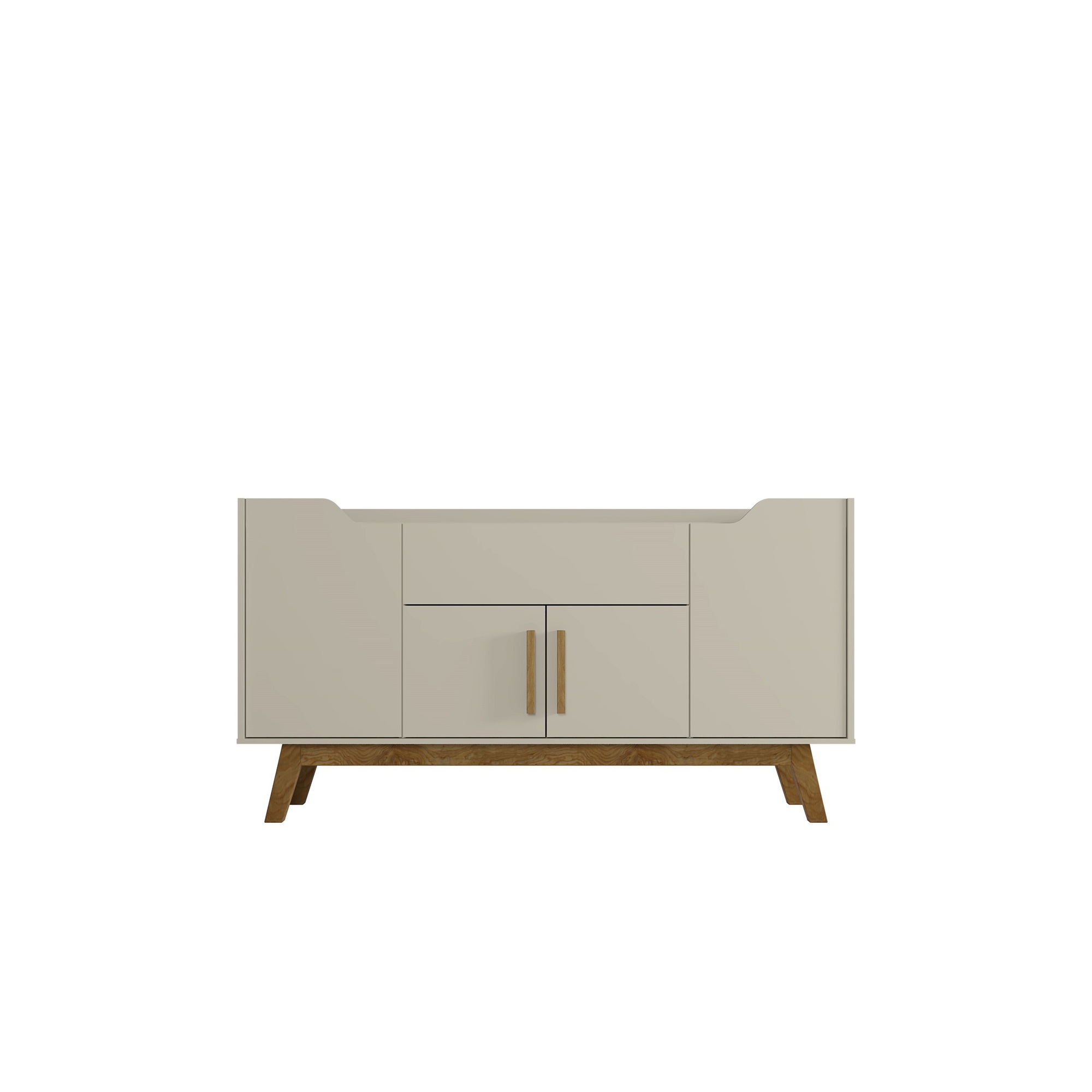 Manhattan Comfort, Addie 53.54 Sideboard with 5 Shelves in Off White, Width 53.54 in, Height 31.89 in, Depth 14.17 in, Model 244BMC