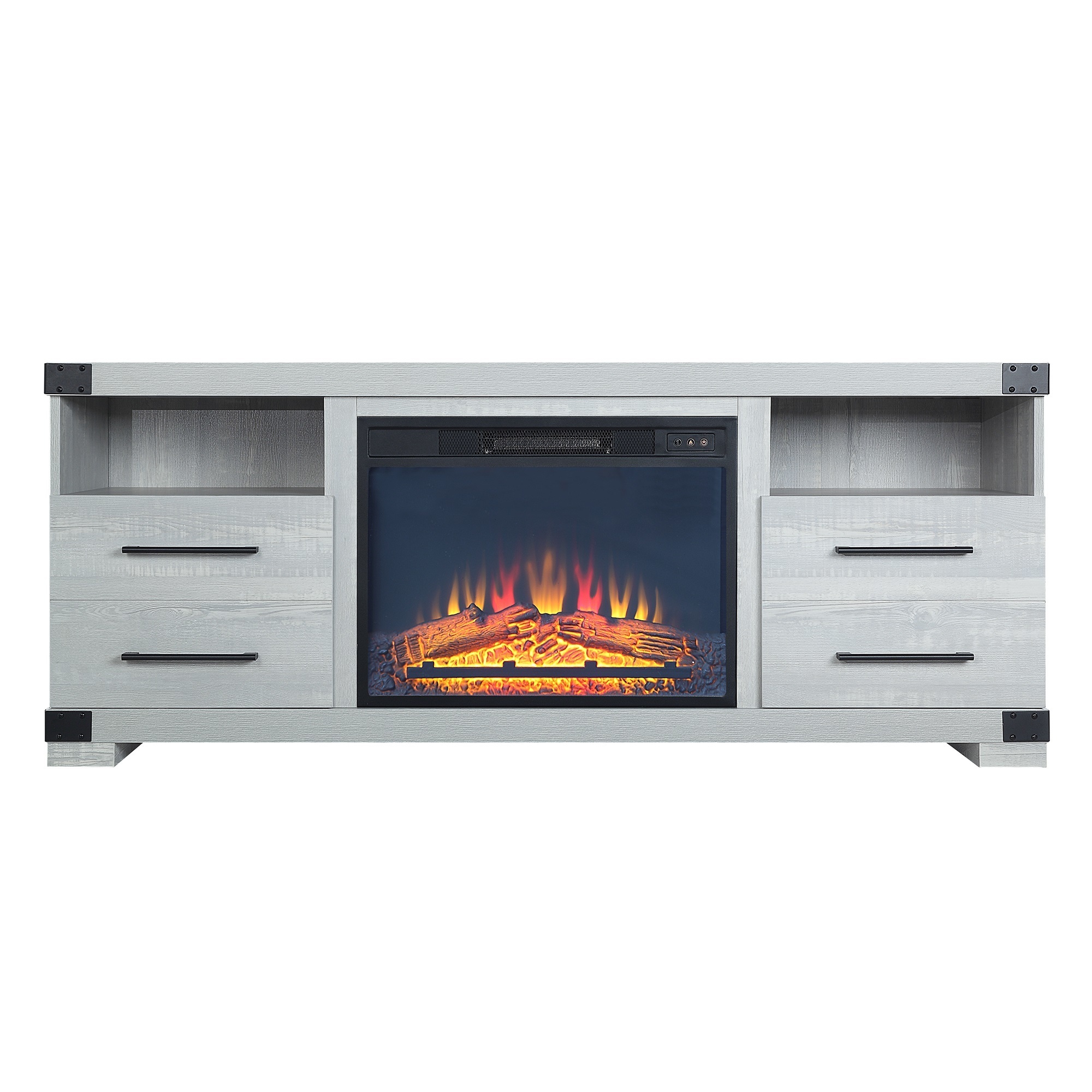 Manhattan Comfort, Richmond 60Inch Fireplace 2 Drawers and Shelves Grey, Width 60 in, Height 24 in, Depth 15 in, Model FP1