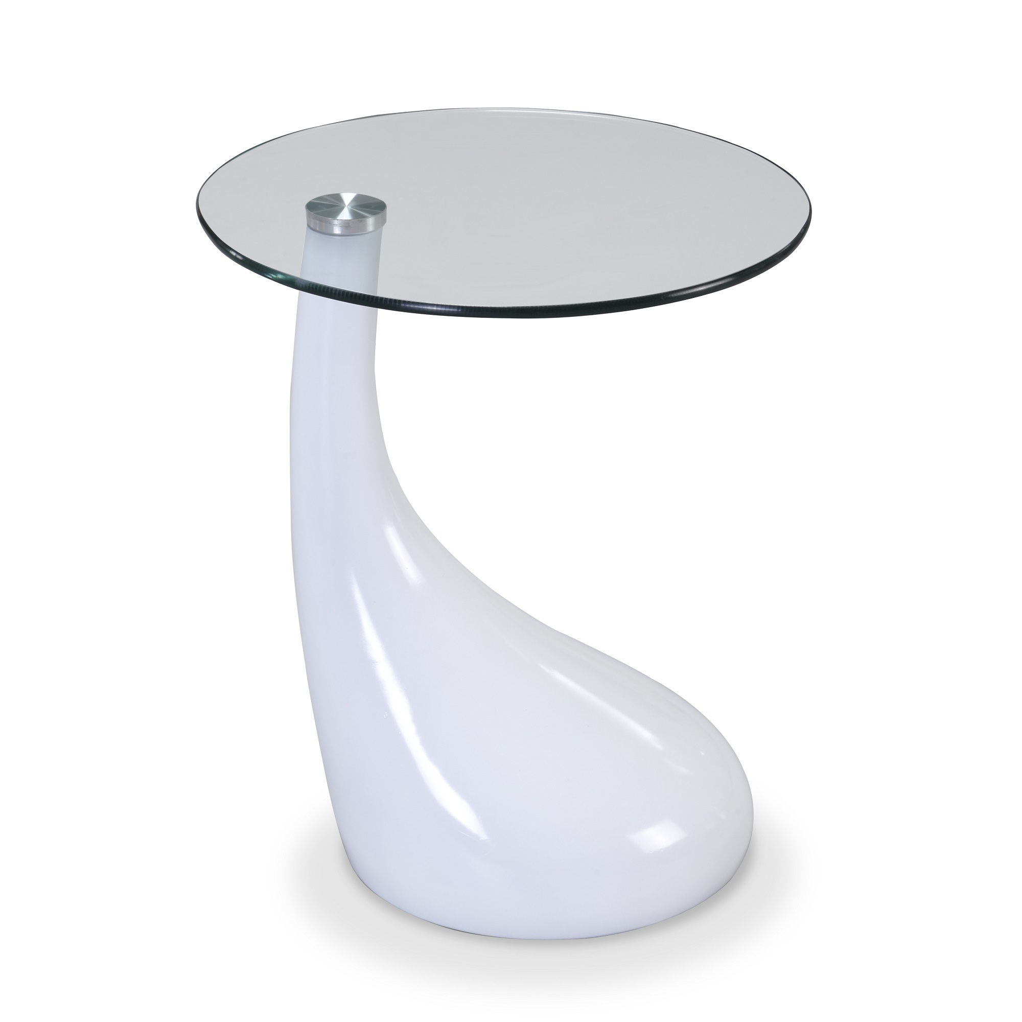 Manhattan Comfort, Lava 19.7Inch White Glass Top Accent Table, Width 19.7 in, Height 20.9 in, Depth 19.7 in, Model ET003