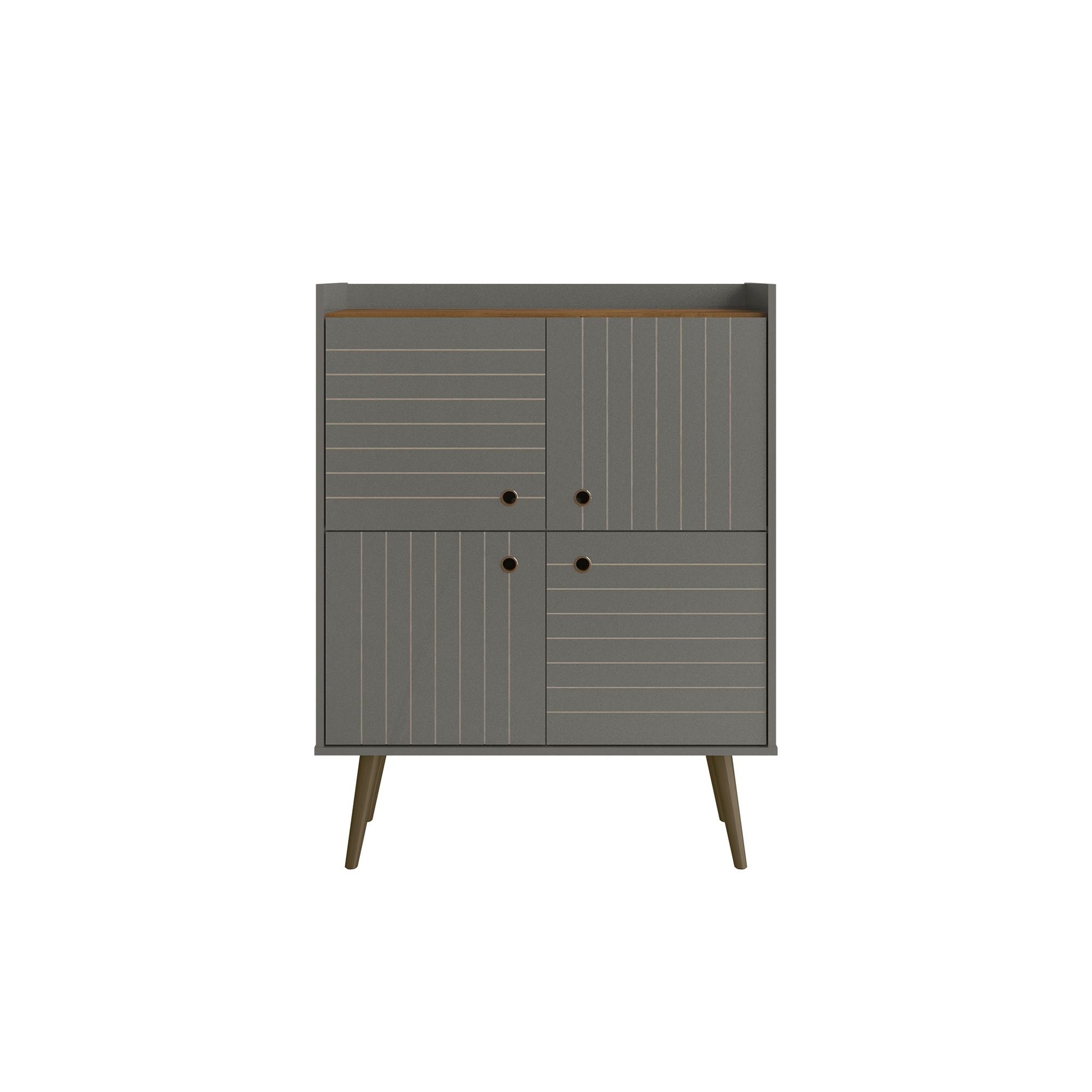 Manhattan Comfort, Bogart Mid-Century Modern Accent Cabinet in Grey, Width 35.43 in, Height 45.5 in, Depth 14.17 in, Model 255BMC