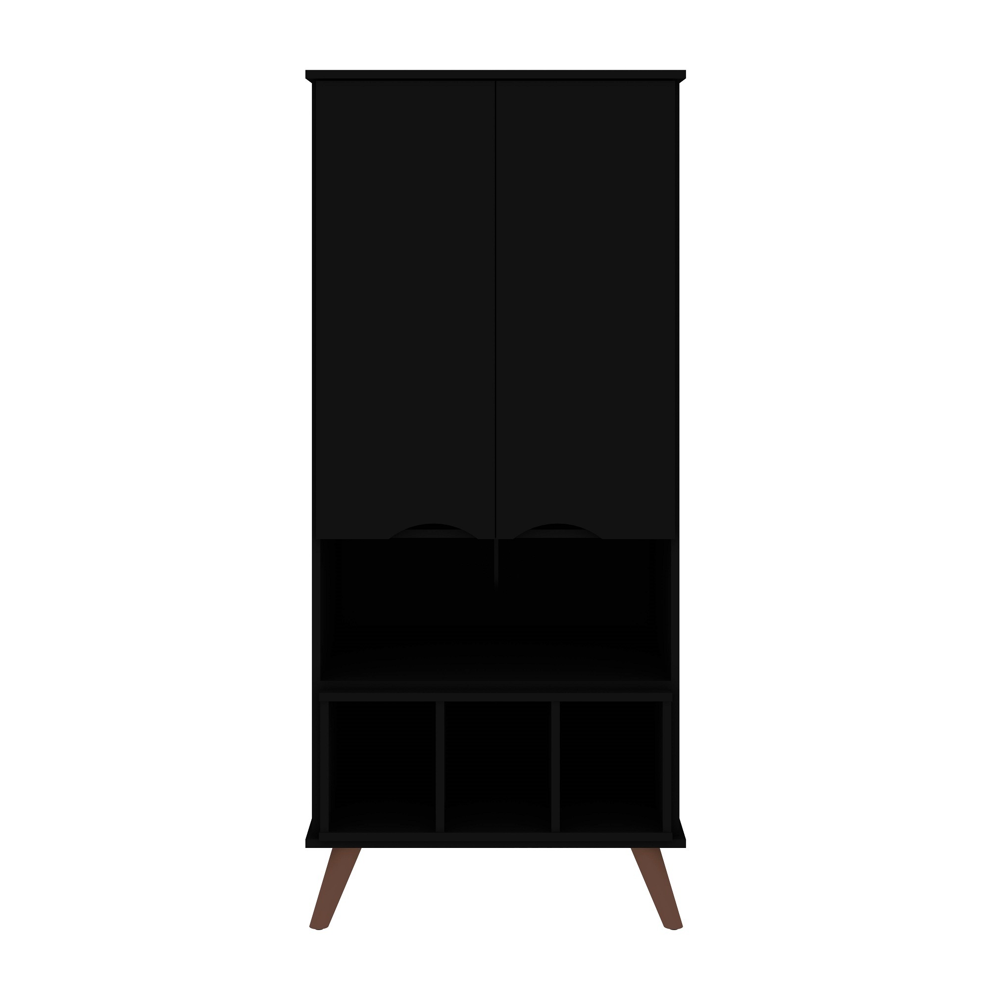 Manhattan Comfort, Hampton Cabinet 6 Shelves Wood Legs Black, Width 26.77 in, Height 60.7 in, Depth 21.26 in, Model 14PMC