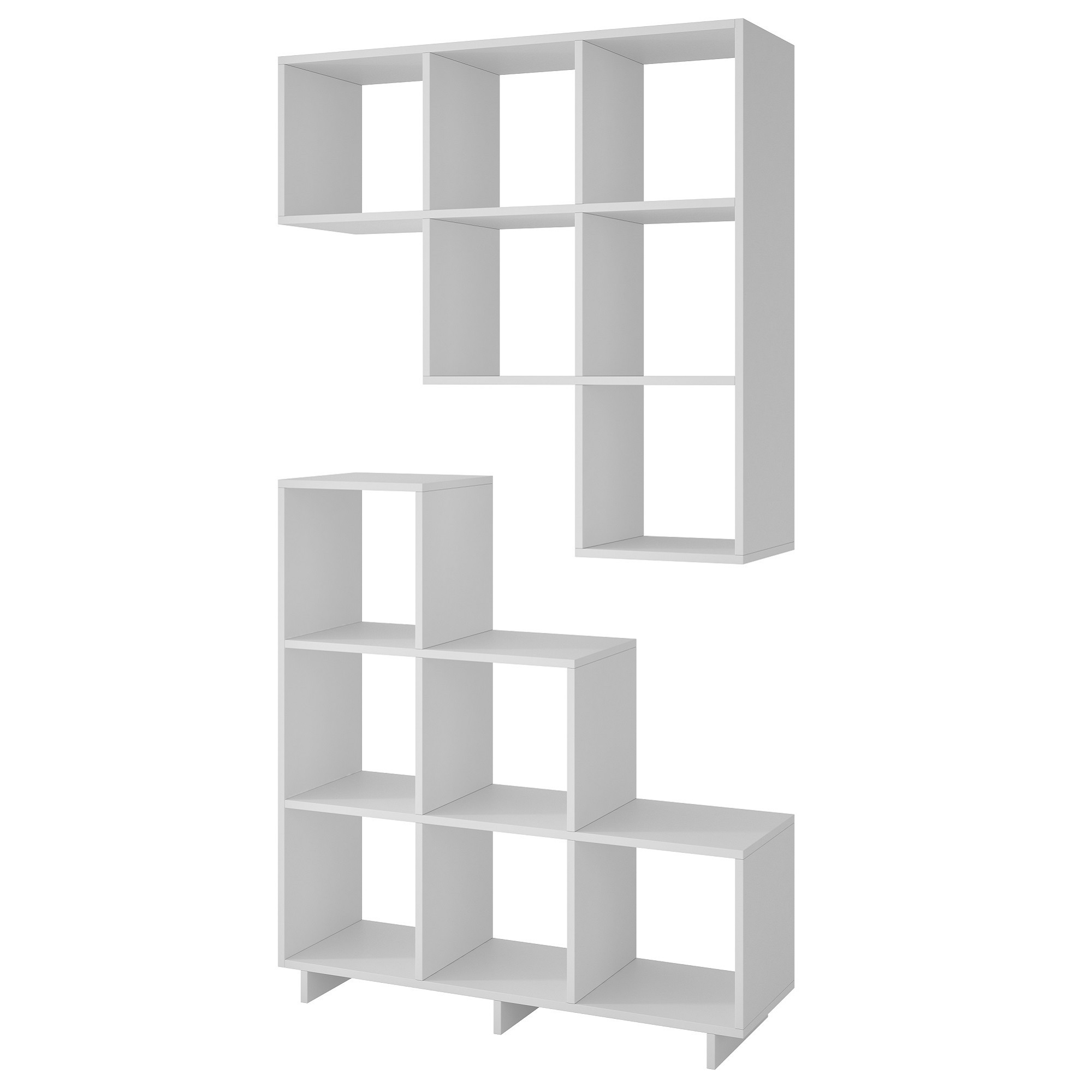 Manhattan Comfort, Cascavel Stair Cubby 6 Cube Shelves White Set of 2 Width 36.02 in, Height 38.58 in, Depth 11.57 in, Model 2-26AMC6