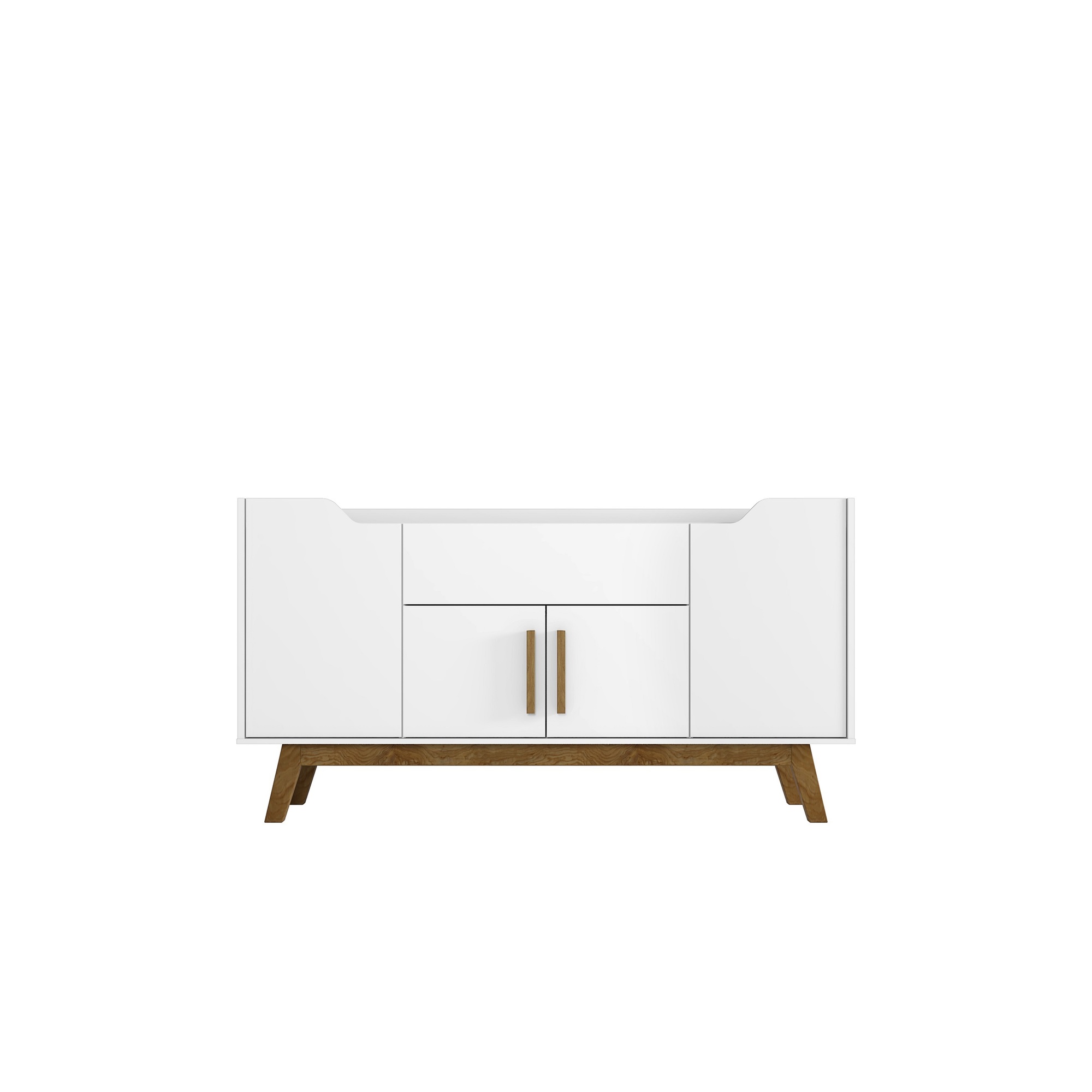 Manhattan Comfort, Addie 53.54 Sideboard with 5 Shelves in White, Width 53.54 in, Height 31.89 in, Depth 14.17 in, Model 244BMC