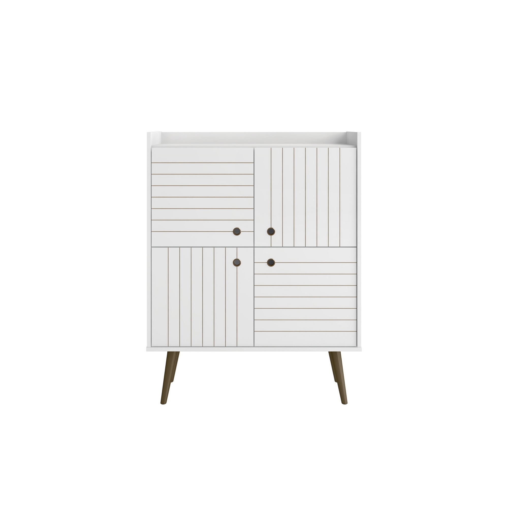 Manhattan Comfort, Bogart Mid-Century Modern Accent Cabinet in White, Width 35.43 in, Height 45.5 in, Depth 14.17 in, Model 255BMC