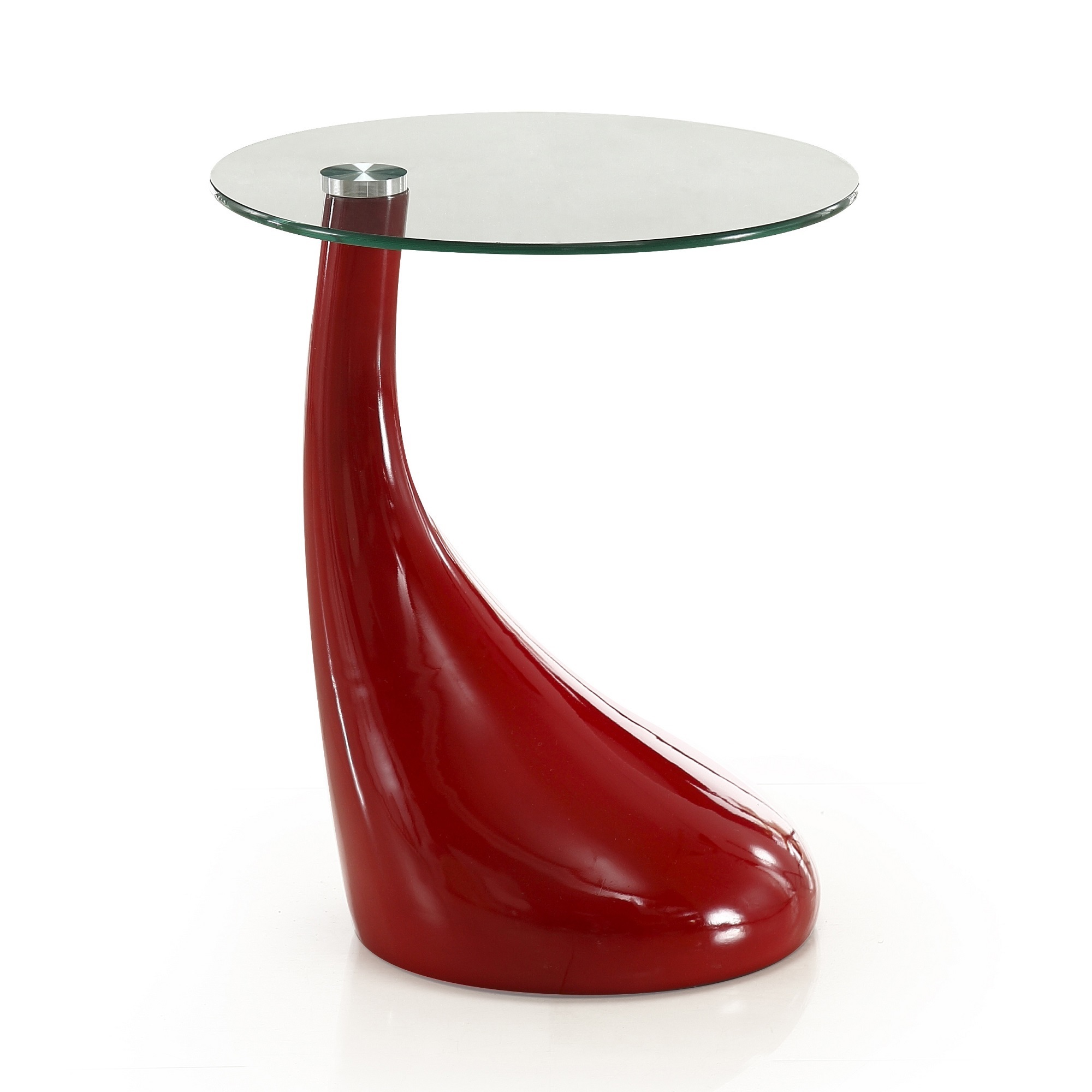 Manhattan Comfort, Lava 19.7Inch Red Glass Top Accent Table, Width 19.7 in, Height 20.9 in, Depth 19.7 in, Model ET003