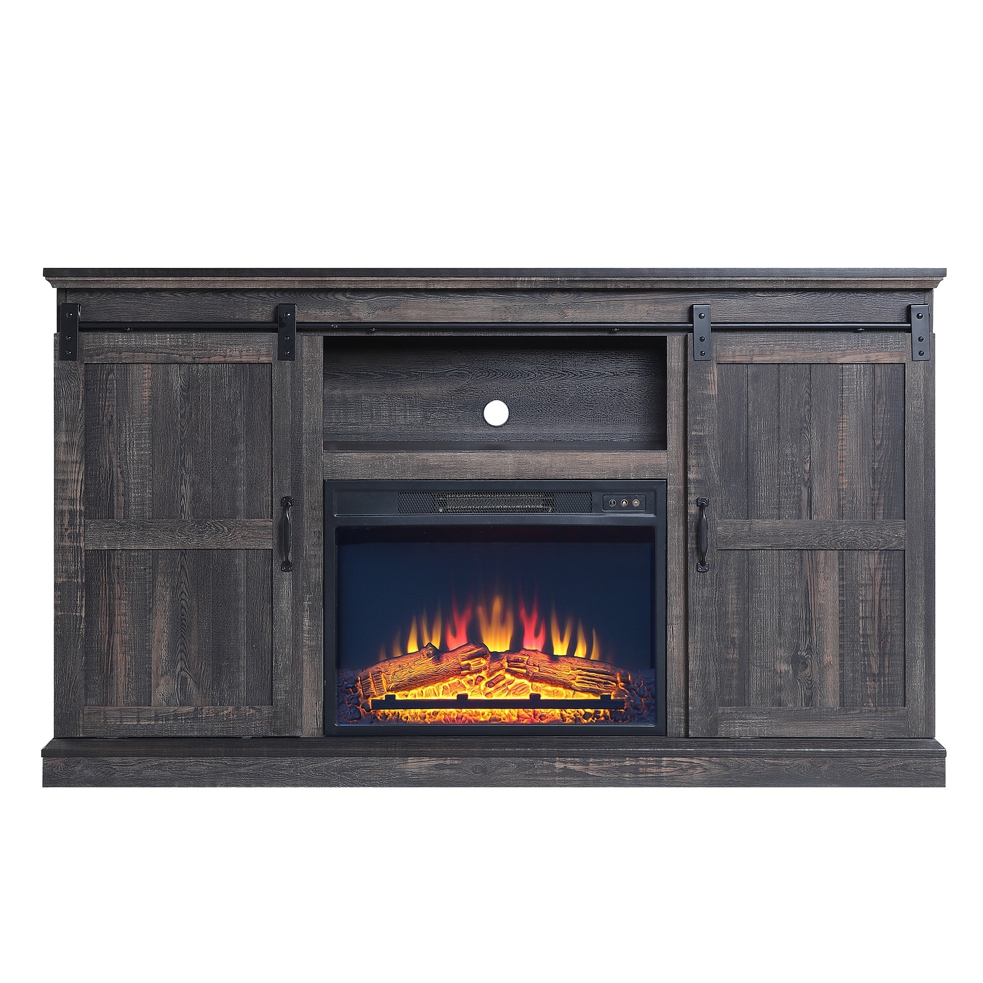 Manhattan Comfort, Myrtle 60Inch Fireplace with 2 Sliding Doors Brown, Width 60 in, Height 34 in, Depth 15 in, Model FP2