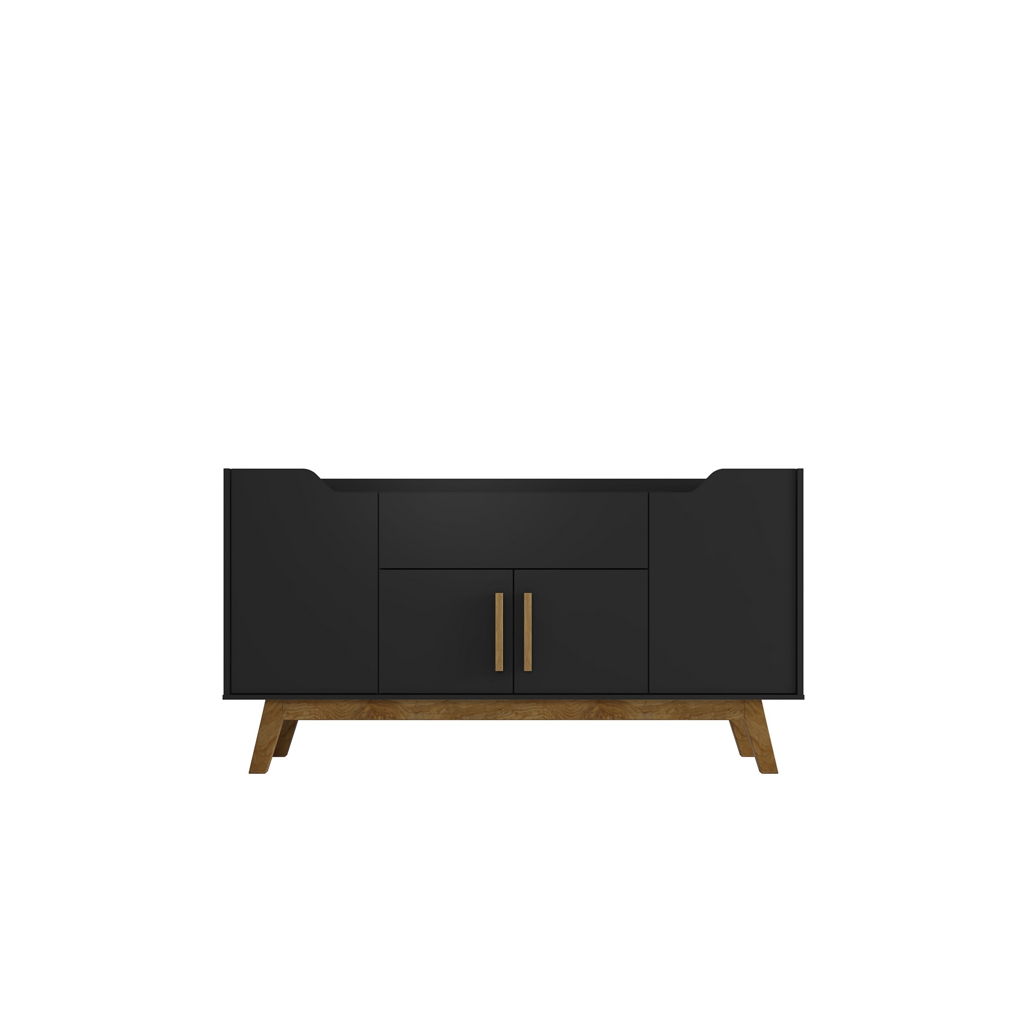 Manhattan Comfort, Addie 53.54 Sideboard with 5 Shelves Matte Black, Width 53.54 in, Height 31.89 in, Depth 14.17 in, Model 244BMC