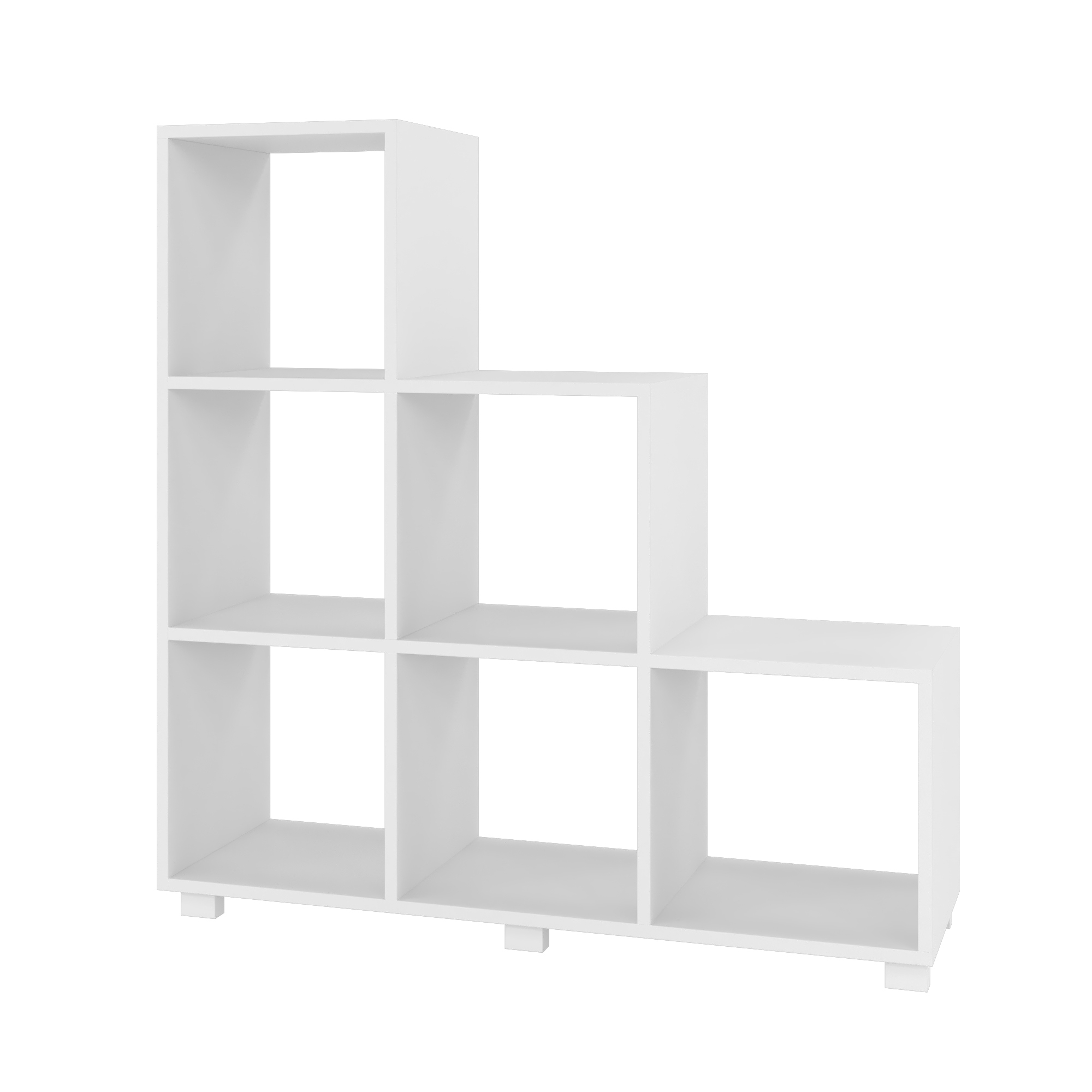 Manhattan Comfort, Cascavel Stair Cubbies with 6 shelves in White, Width 36.02 in, Height 38.58 in, Depth 11.57 in, Model 26AMC