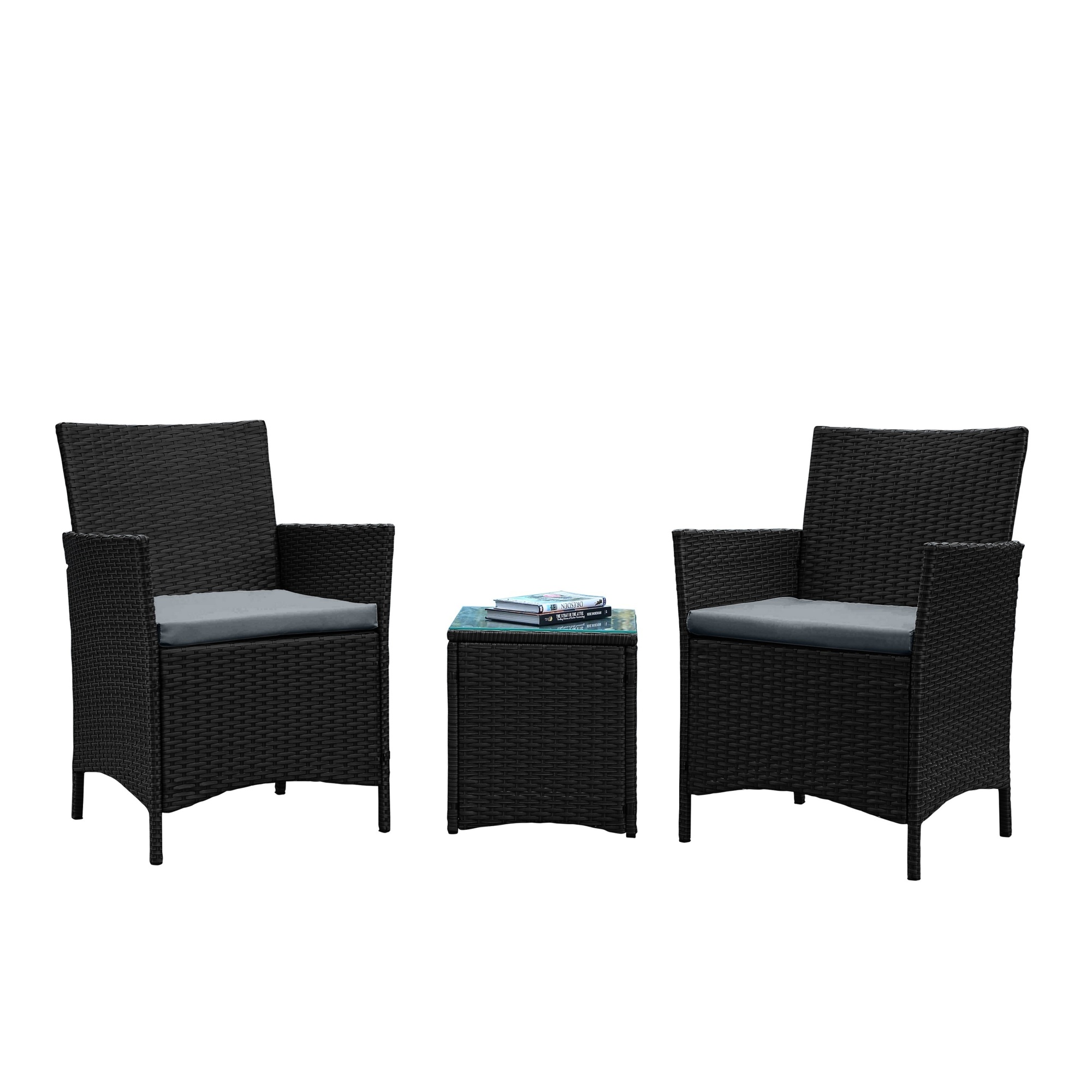 Manhattan Comfort, Imperia Steel Rattan 3Pc Patio Conv Set in Grey, Pieces (qty.) 3 Primary Color Gray, Seating Capacity 2 Model OD-CV020