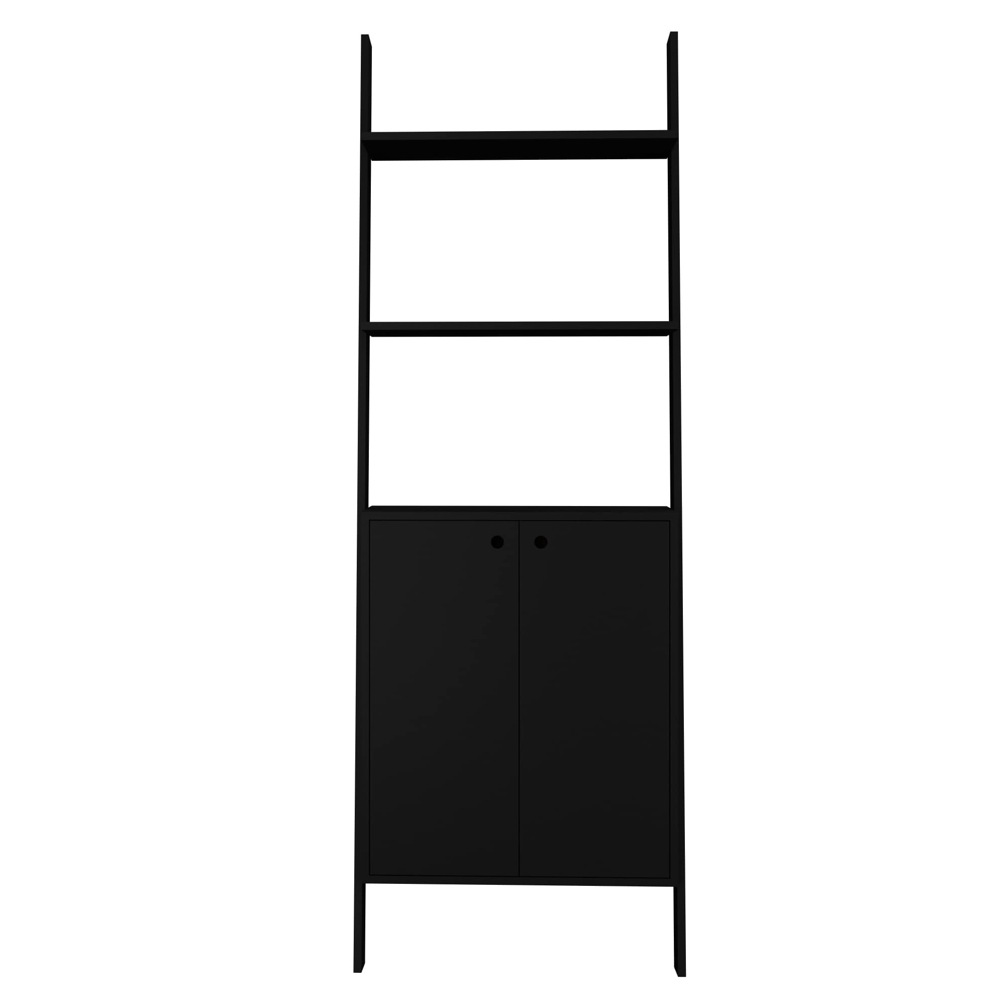 Manhattan Comfort, Cooper Ladder Cabinet 2 Floating Shelves Black, Width 24.8 in, Height 72.04 in, Depth 9.84 in, Model 194AMC