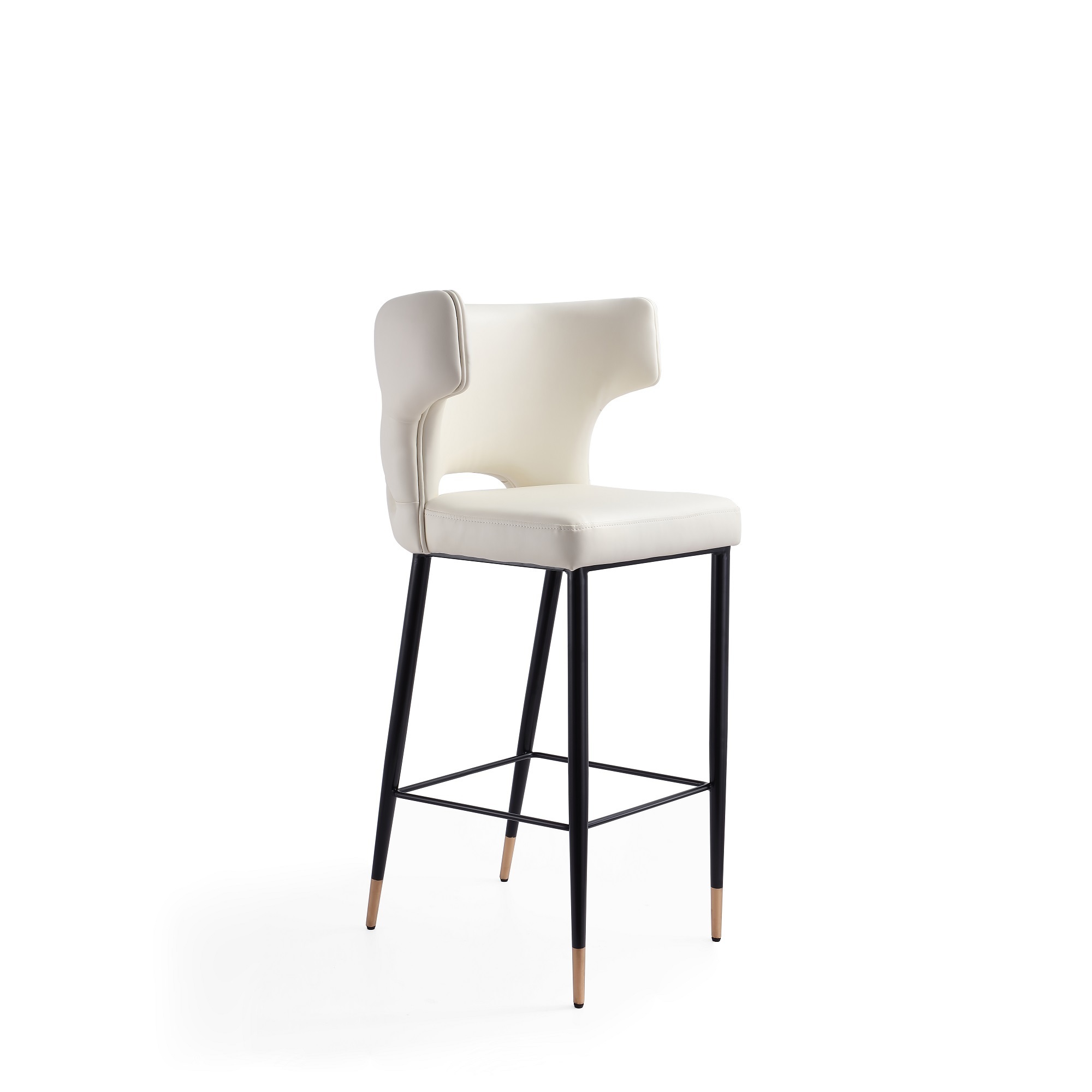 Manhattan Comfort, Holguin 41.34Inch Cream, Black and Gold Wood Stool, Primary Color Cream, Included (qty.) 1 Model BS011