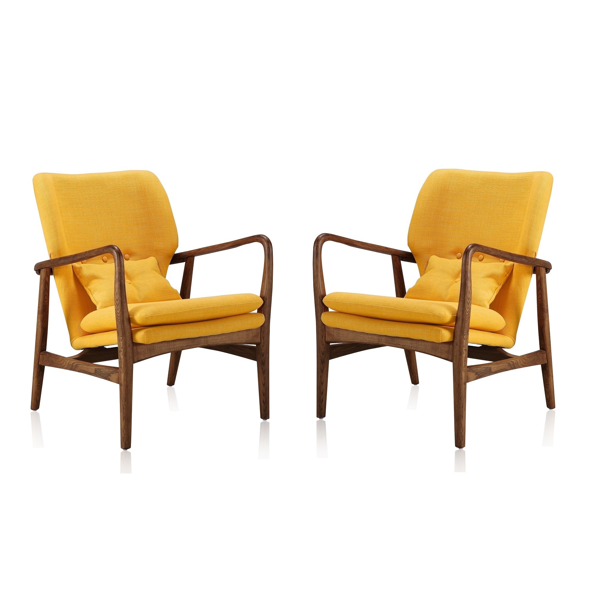 Manhattan Comfort, Bradley Yellow Linen Weave Accent Chair 2 Set, Primary Color Yellow, Included (qty.) 2 Model 2-AC015