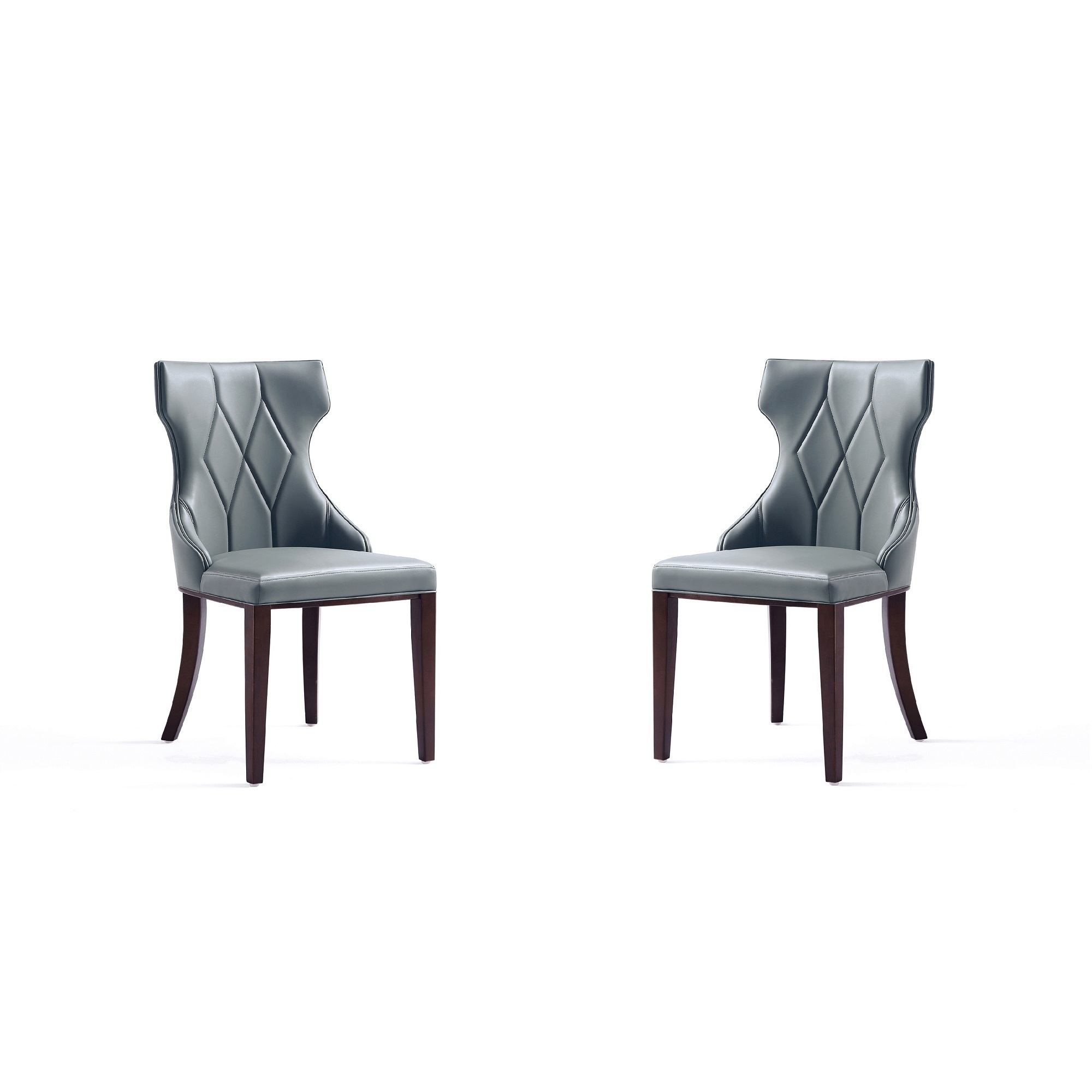 Manhattan Comfort, Reine Faux Leather Chair in Pebble Grey Set of 2 Primary Color Dark Gray, Included (qty.) 2 Model DC007