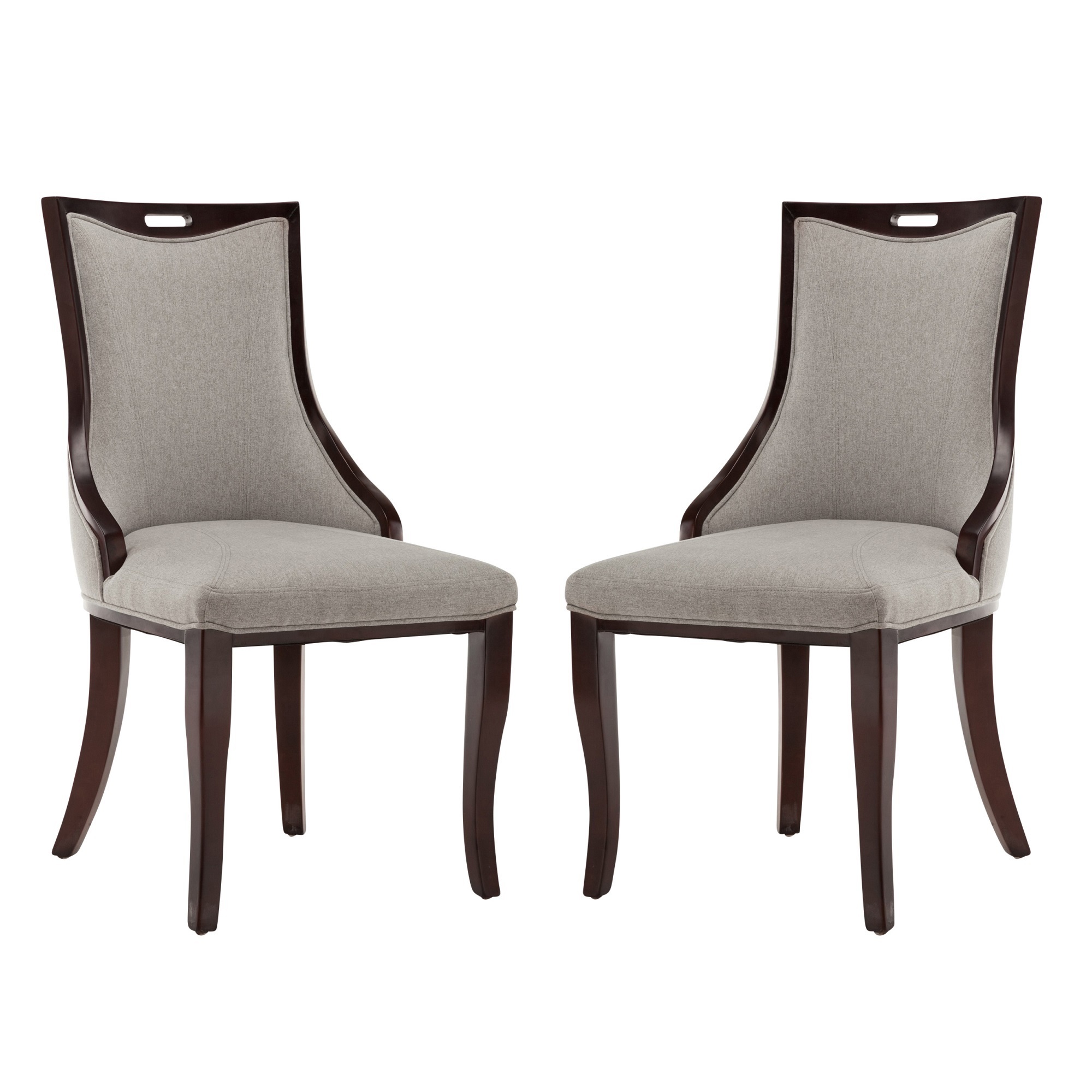 Manhattan Comfort, Emperor Grey and Walnut Twill Chair Set of Two, Primary Color Gray, Included (qty.) 2 Model DC002