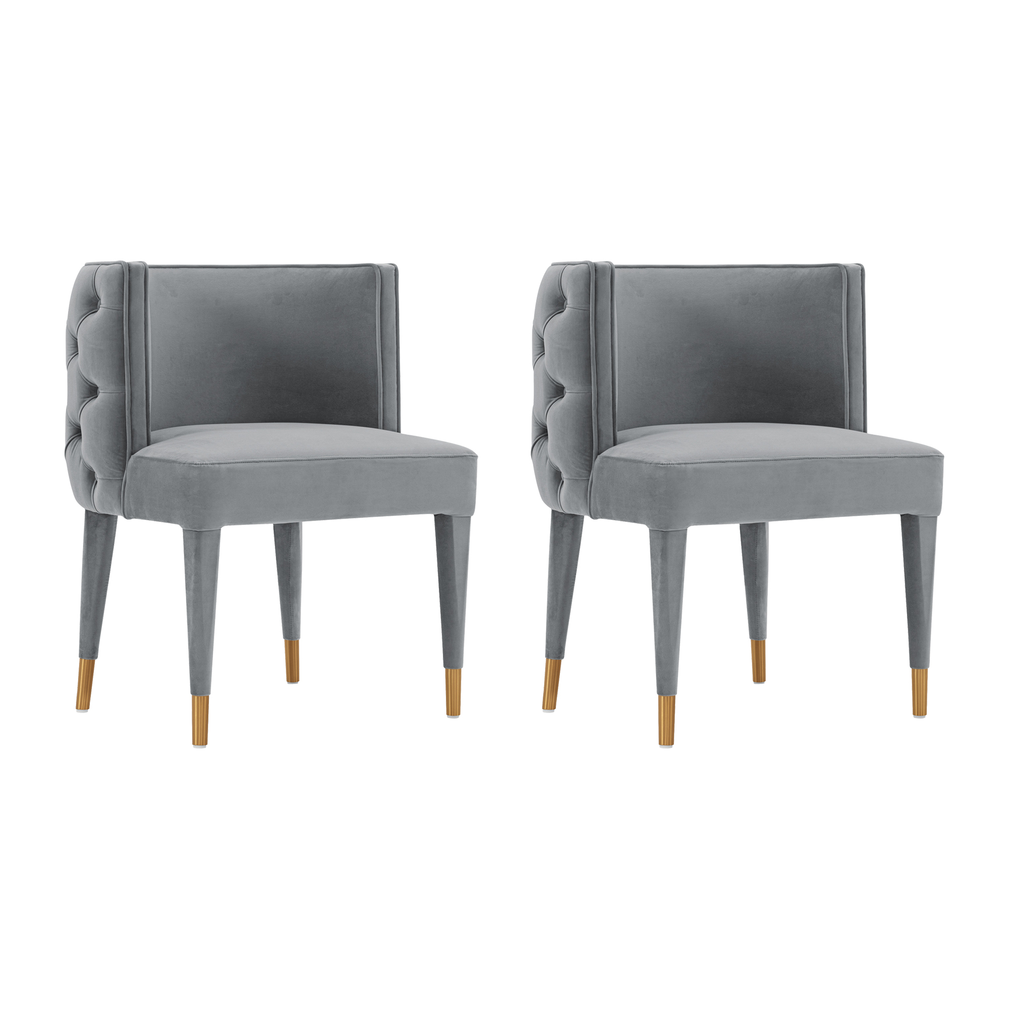 Manhattan Comfort, Modern Maya Tufted Velvet Chair in Grey Set of 2 Primary Color Gray, Included (qty.) 2 Model 2-DC079