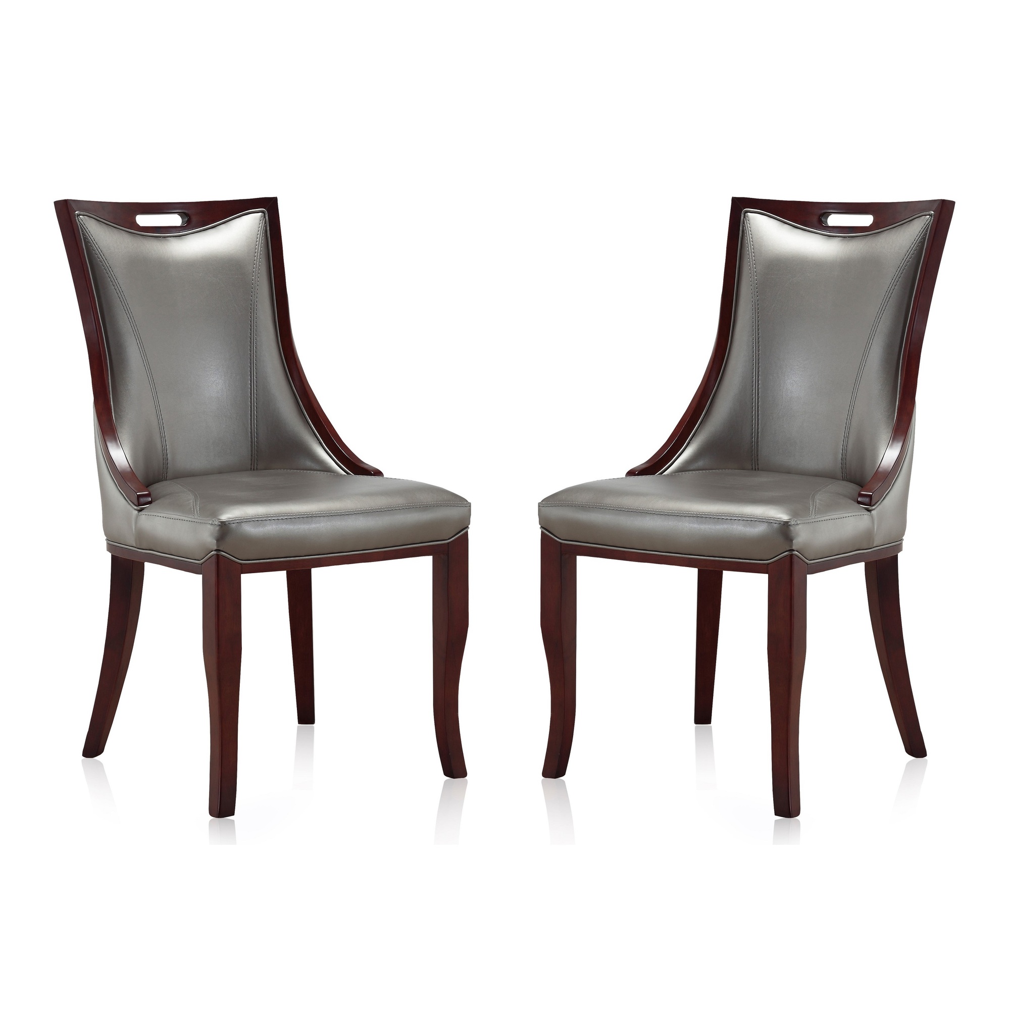 Manhattan Comfort, Emperor Silver Faux Leather Chair Set of Two, Primary Color Silver, Included (qty.) 2 Model DC002