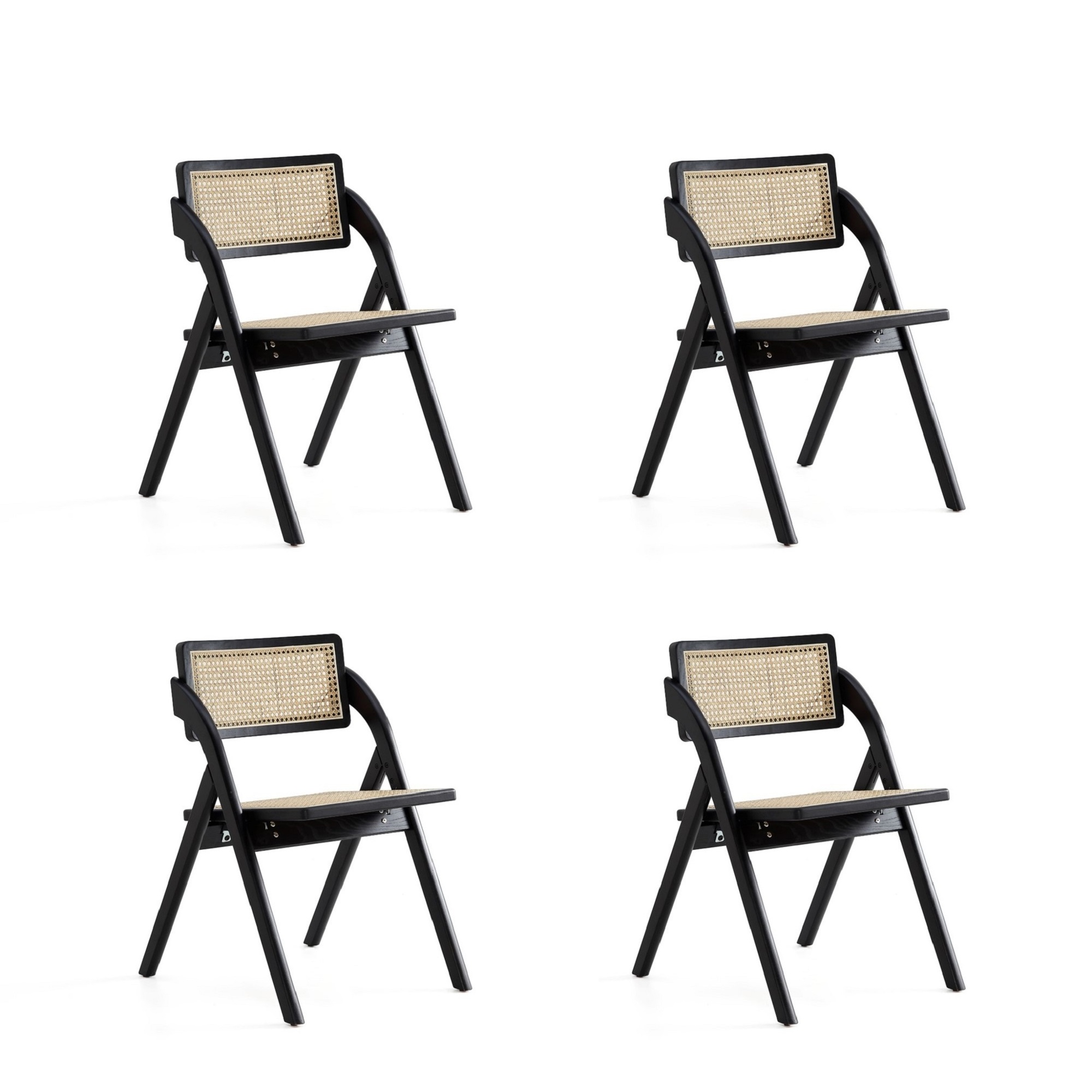 Manhattan Comfort, Lambinet Chair in Black and Cane 4-Set, Primary Color Black, Included (qty.) 4 Model 2-DCCA07