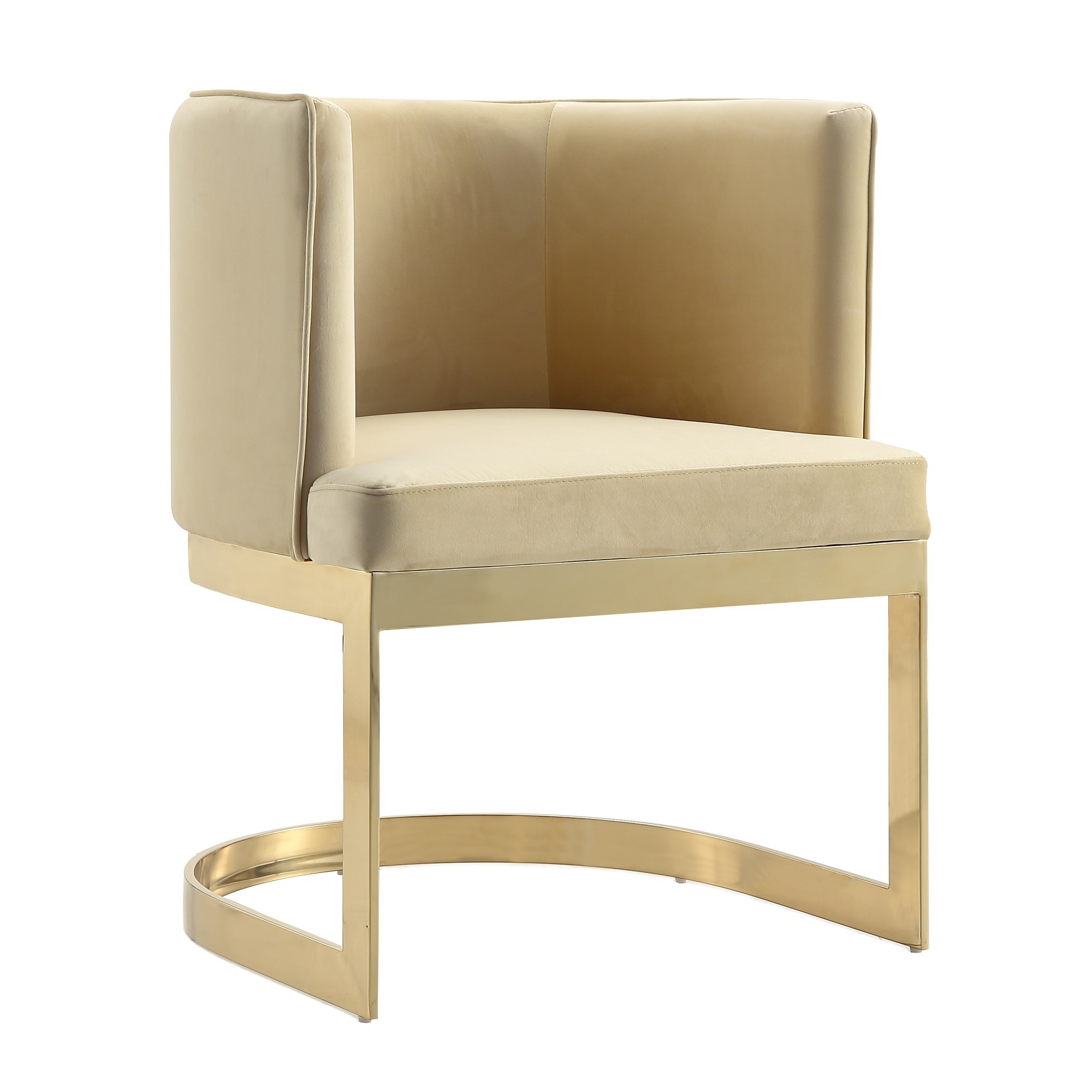 Manhattan Comfort, Aura Sand and Polished Brass Velvet Chair, Primary Color Sand, Included (qty.) 1 Model DC026