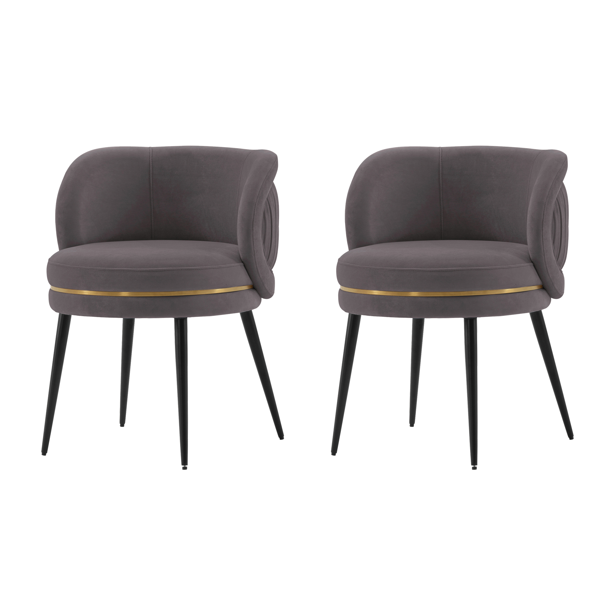 Manhattan Comfort, Modern Kaya Pleated Velvet Chair in Grey Set of 2 Primary Color Gray, Included (qty.) 1 Model 2-DC080