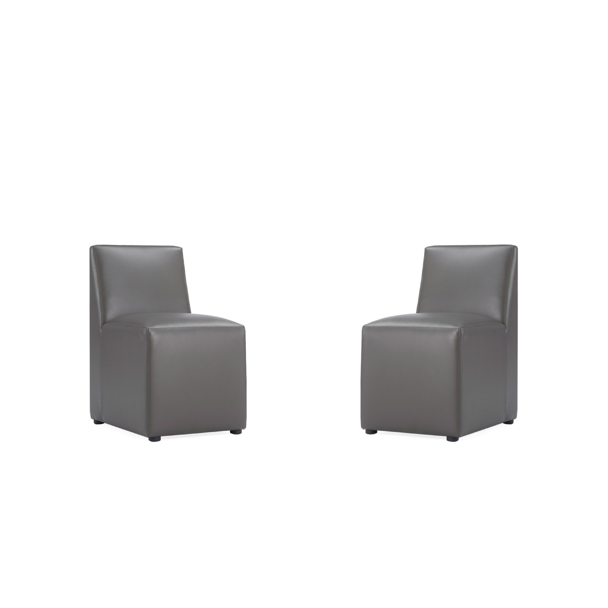 Manhattan Comfort, Anna Modern Square Faux Leather Chair Set Pewter, Primary Color Pewter, Included (qty.) 2 Model 2-DC058