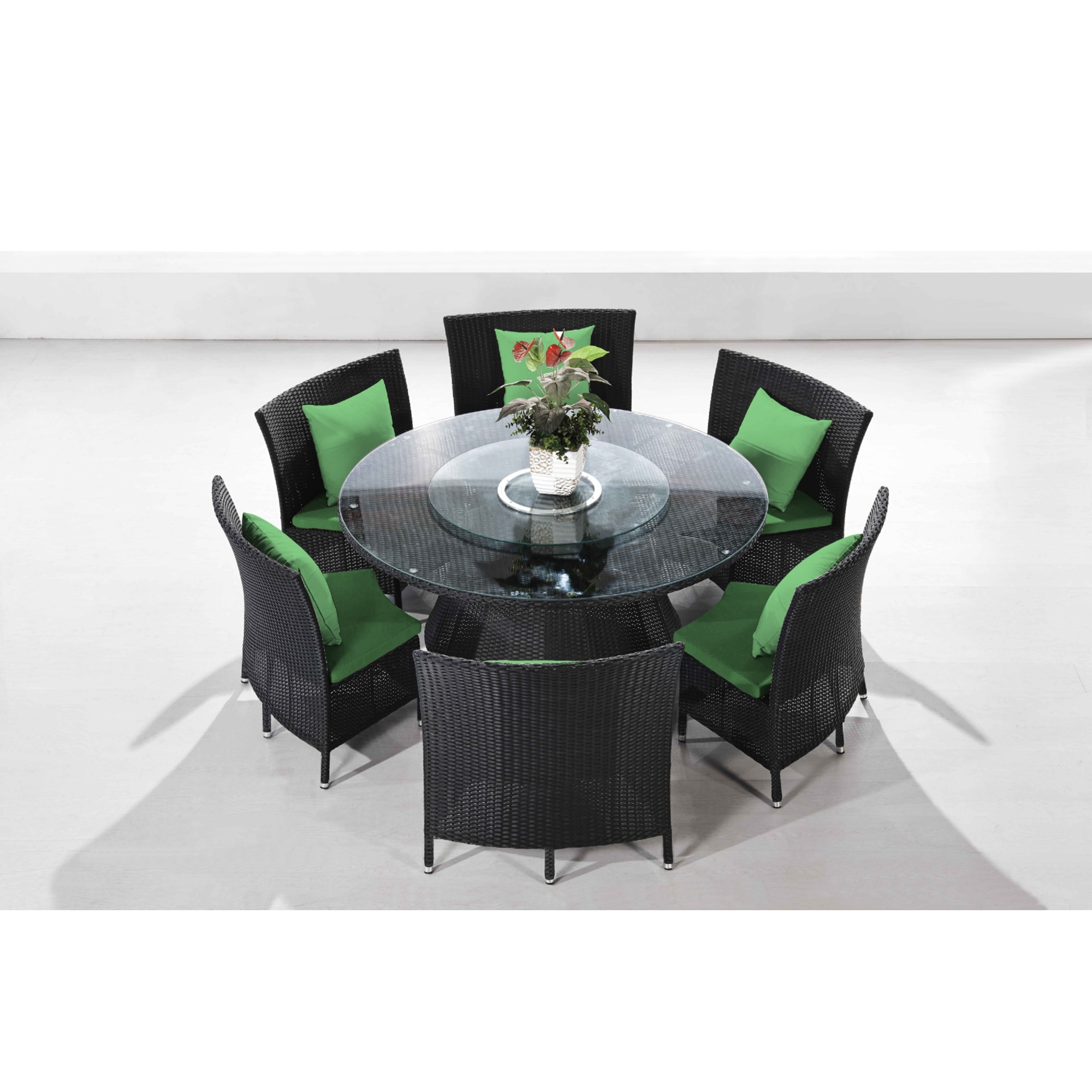 Manhattan Comfort, Nightingdale Black 7Pc Outdoor Dining Set Green, Pieces (qty.) 7 Primary Color Green, Seating Capacity 6 Model OD-DS001