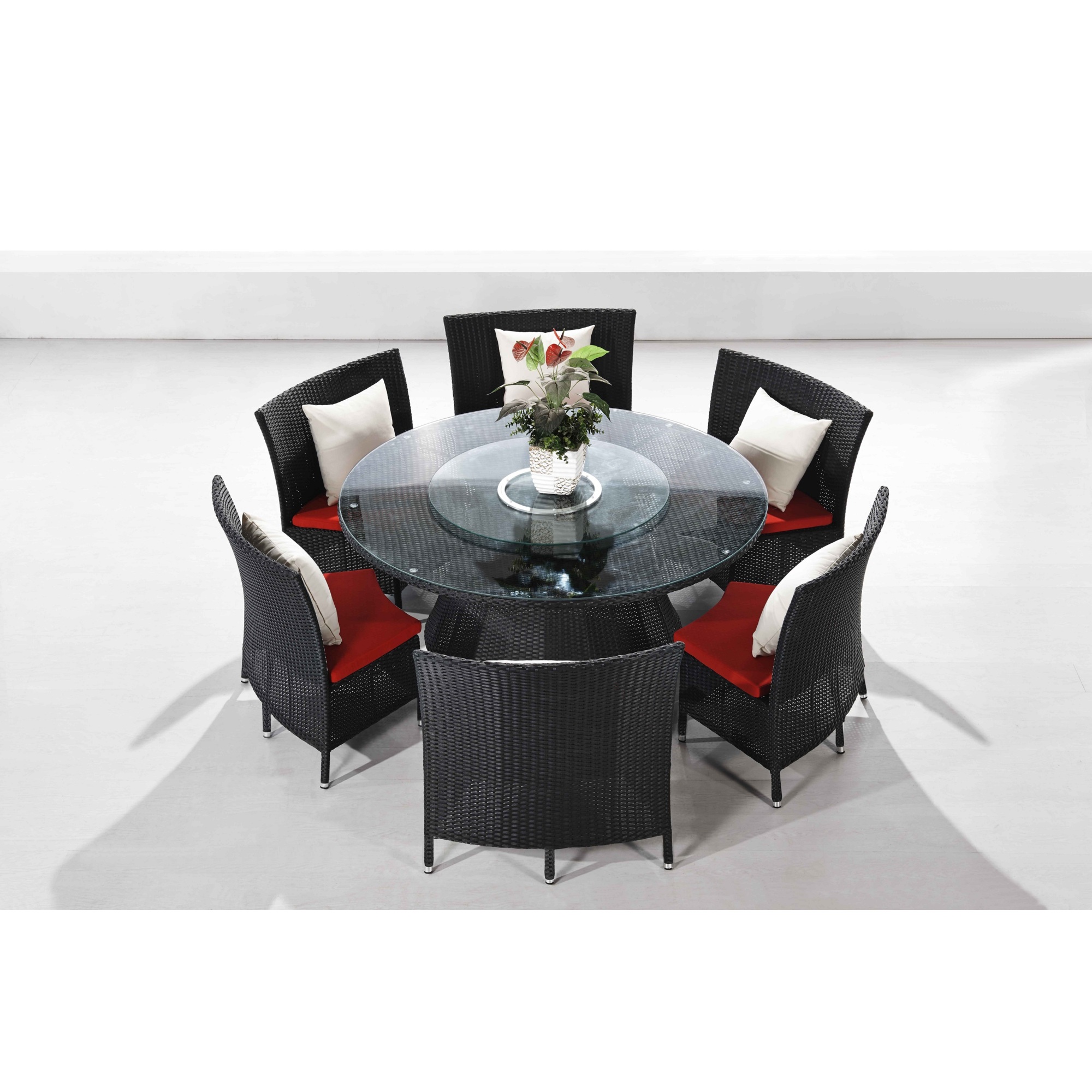 Manhattan Comfort, Nightingdale Black 7Pc Outdoor Dining Set Red, Pieces (qty.) 7 Primary Color Red, Seating Capacity 6 Model OD-DS001
