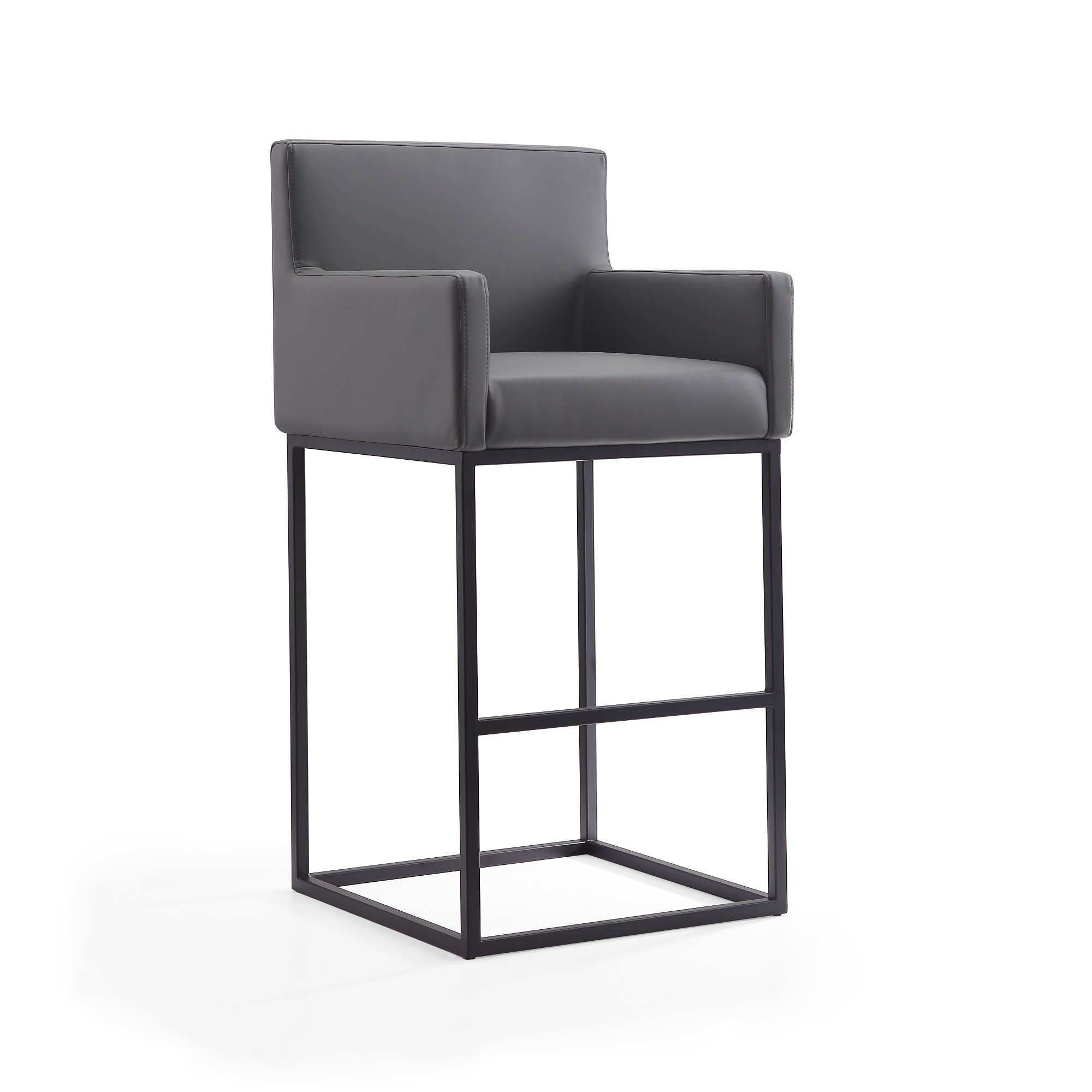 Manhattan Comfort, Ambassador 42Inch Grey and Black Metal Barstool, Primary Color Gray, Included (qty.) 1 Model BS017