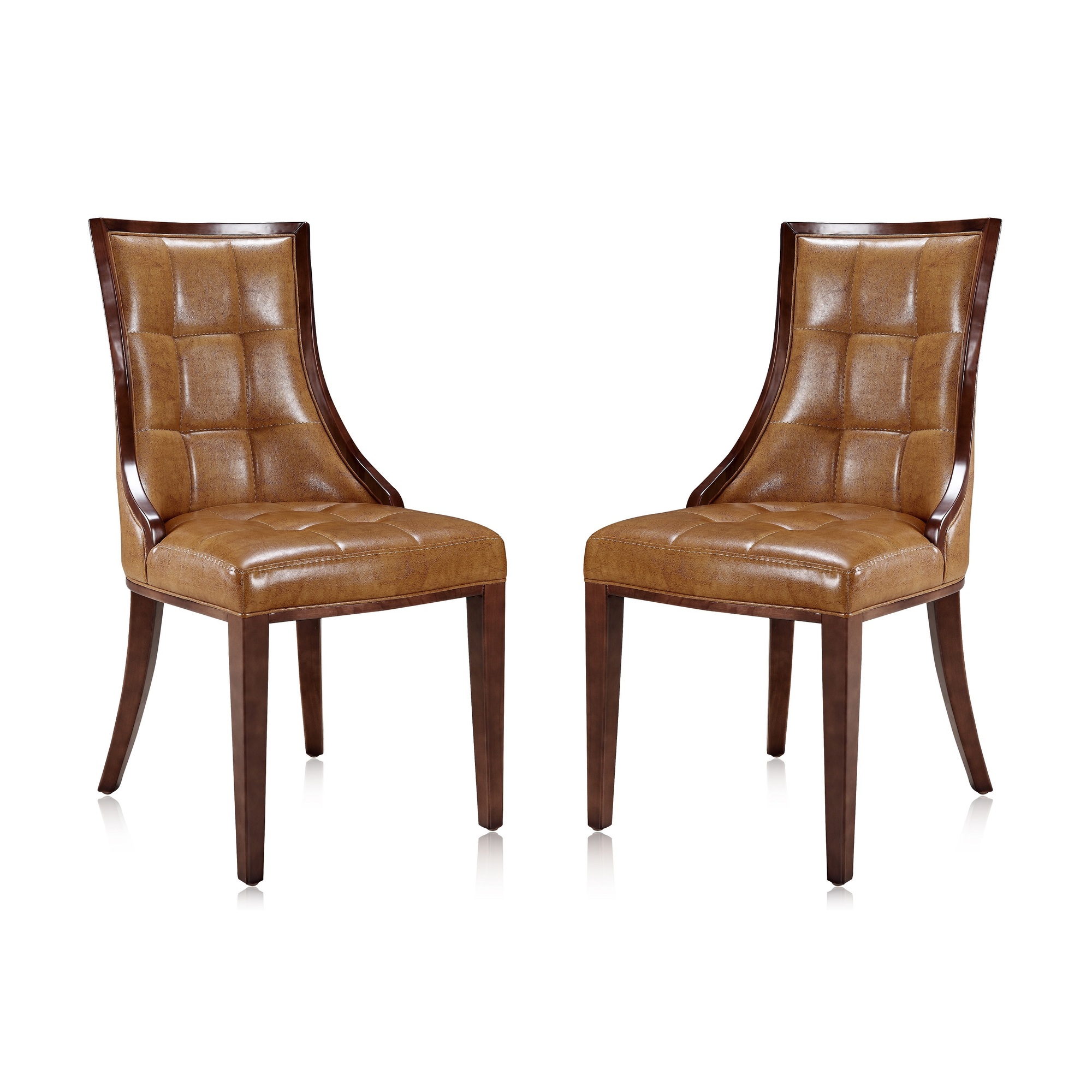 Manhattan Comfort, Fifth Avenue Saddle Faux Leather Chair Set of Two, Primary Color Brown, Included (qty.) 2 Model DC008