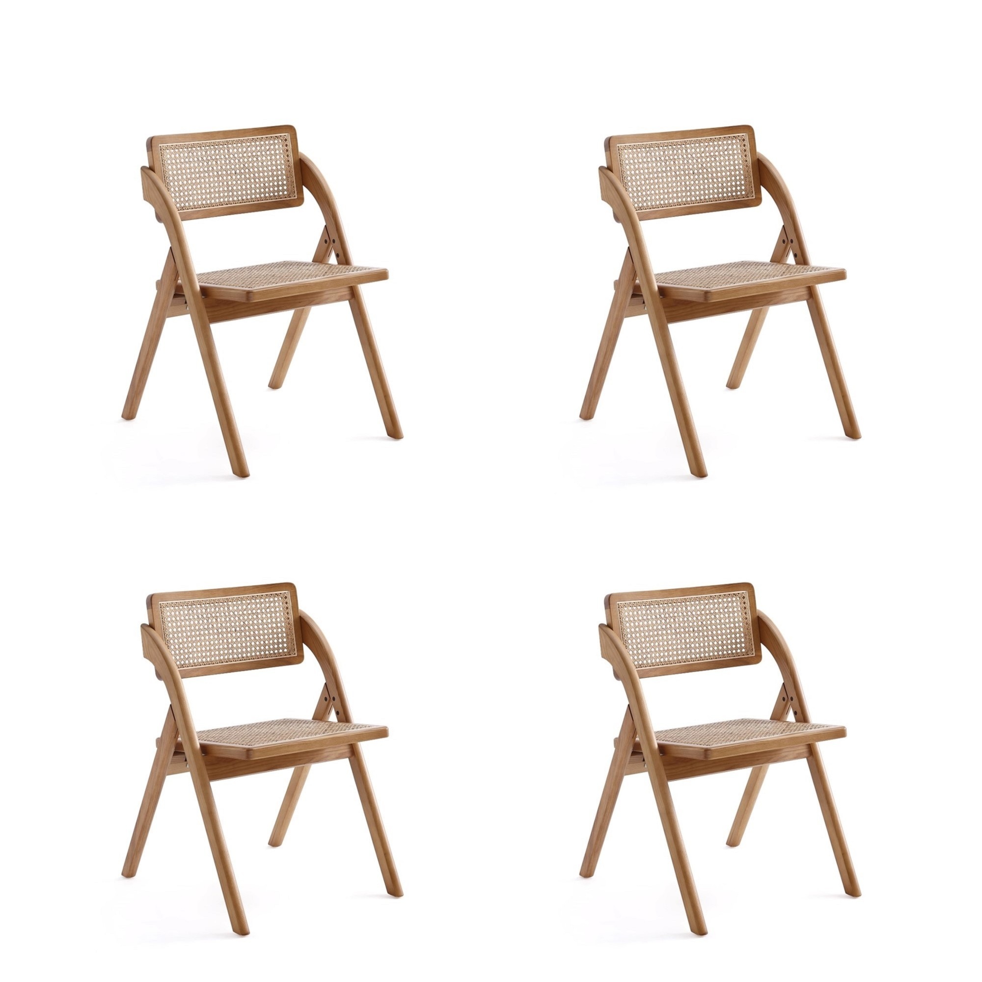 Manhattan Comfort, Lambinet Folding Chair in Nature Cane Set of 4 Primary Color Natural, Included (qty.) 4 Model 2-DCCA07