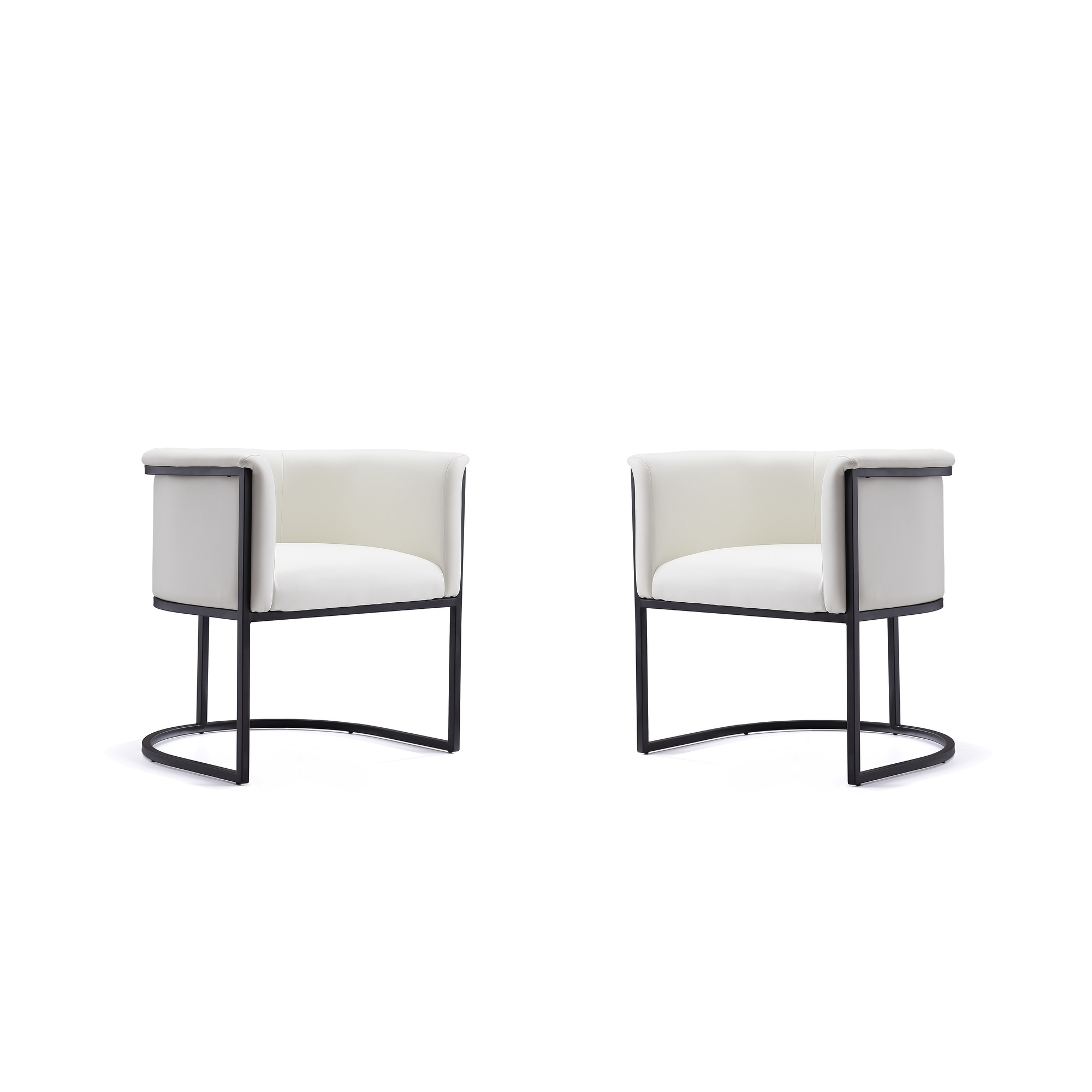 Manhattan Comfort, Bali White and Black Faux Leather Chair Set of 2 Primary Color White, Included (qty.) 2 Model 2-DC044