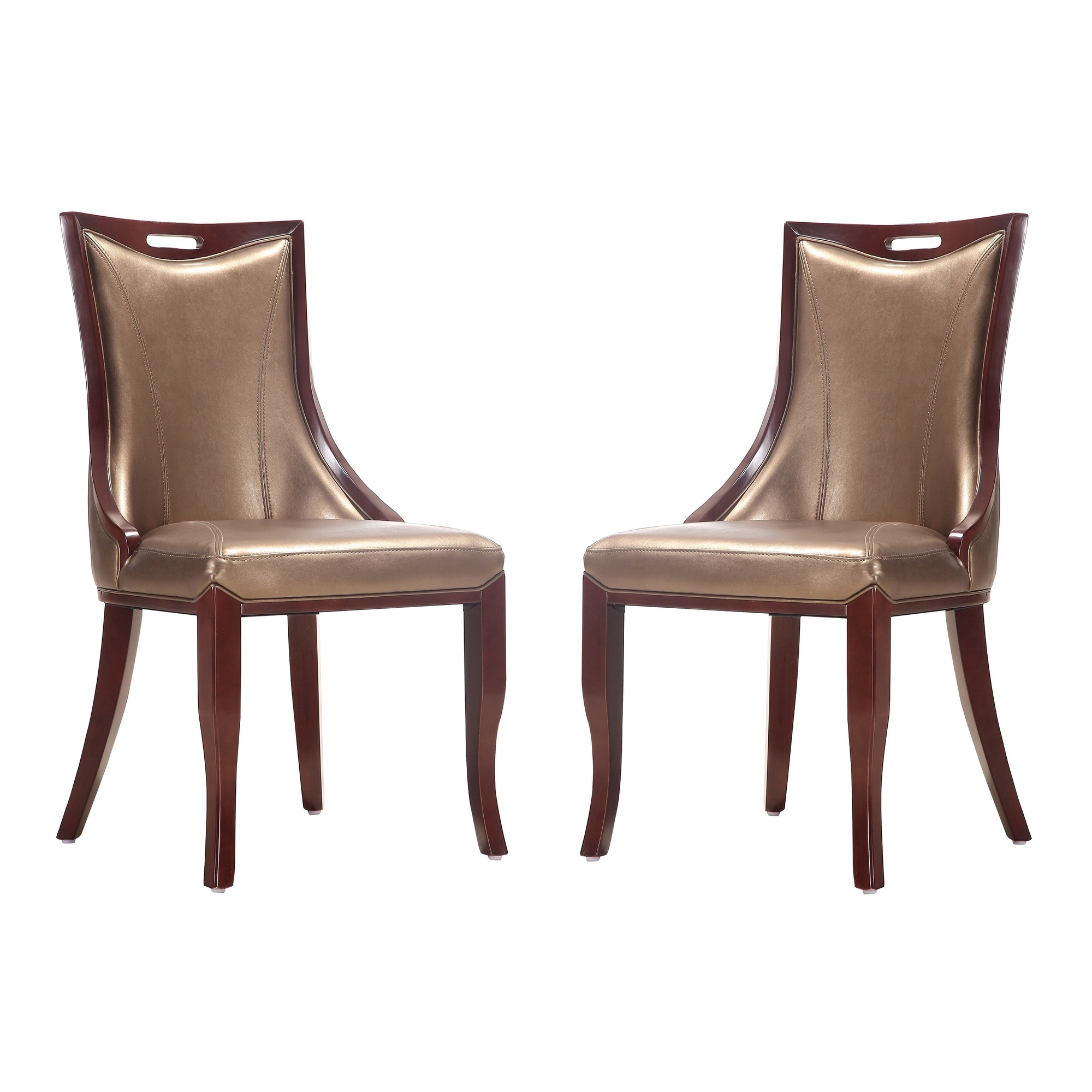 Manhattan Comfort, Emperor Bronze Faux Leather Chair Set of Two, Primary Color Bronze, Included (qty.) 2 Model DC002