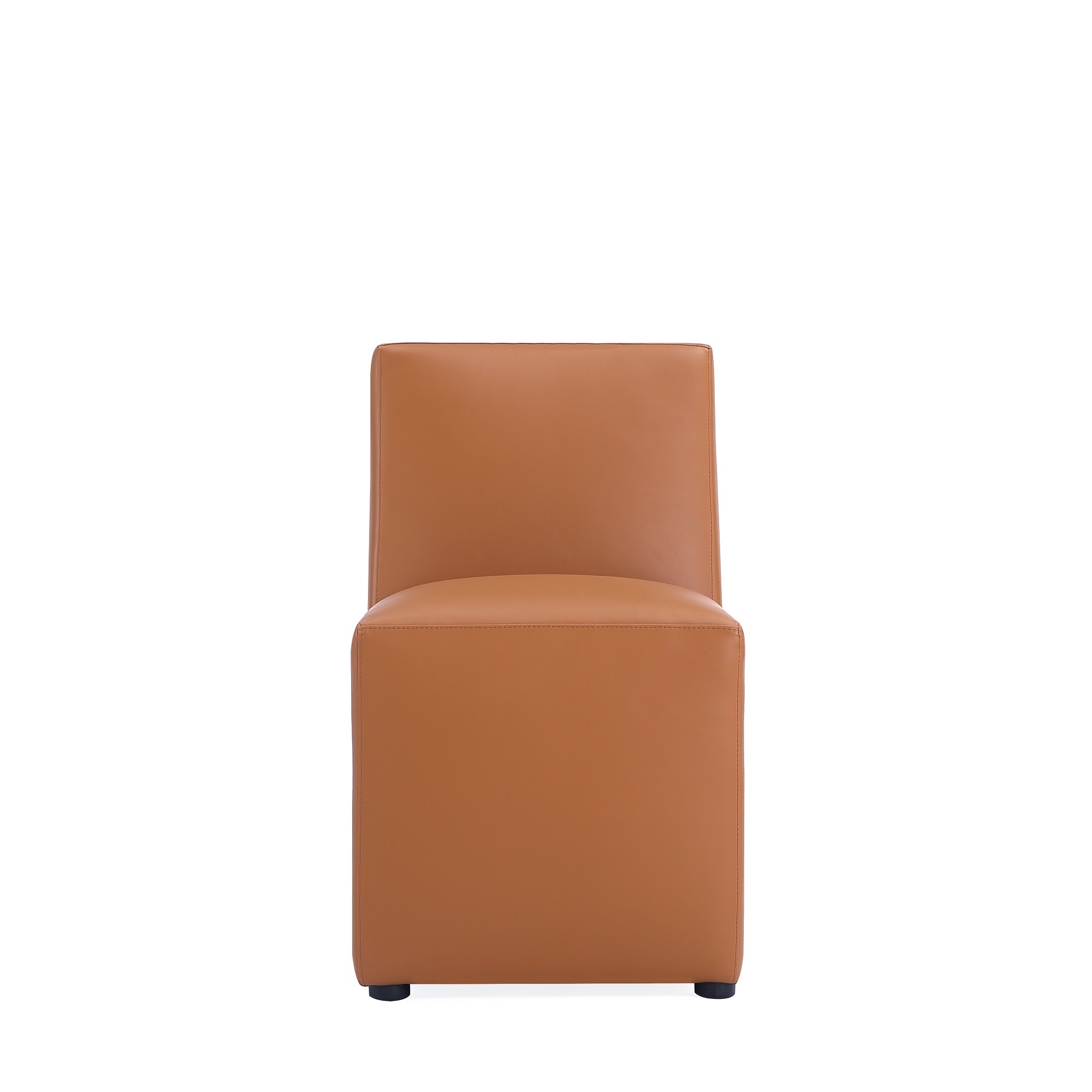 Manhattan Comfort, Anna Modern Square Faux Leather Chair in Saddle, Primary Color Brown, Included (qty.) 1 Model DC058