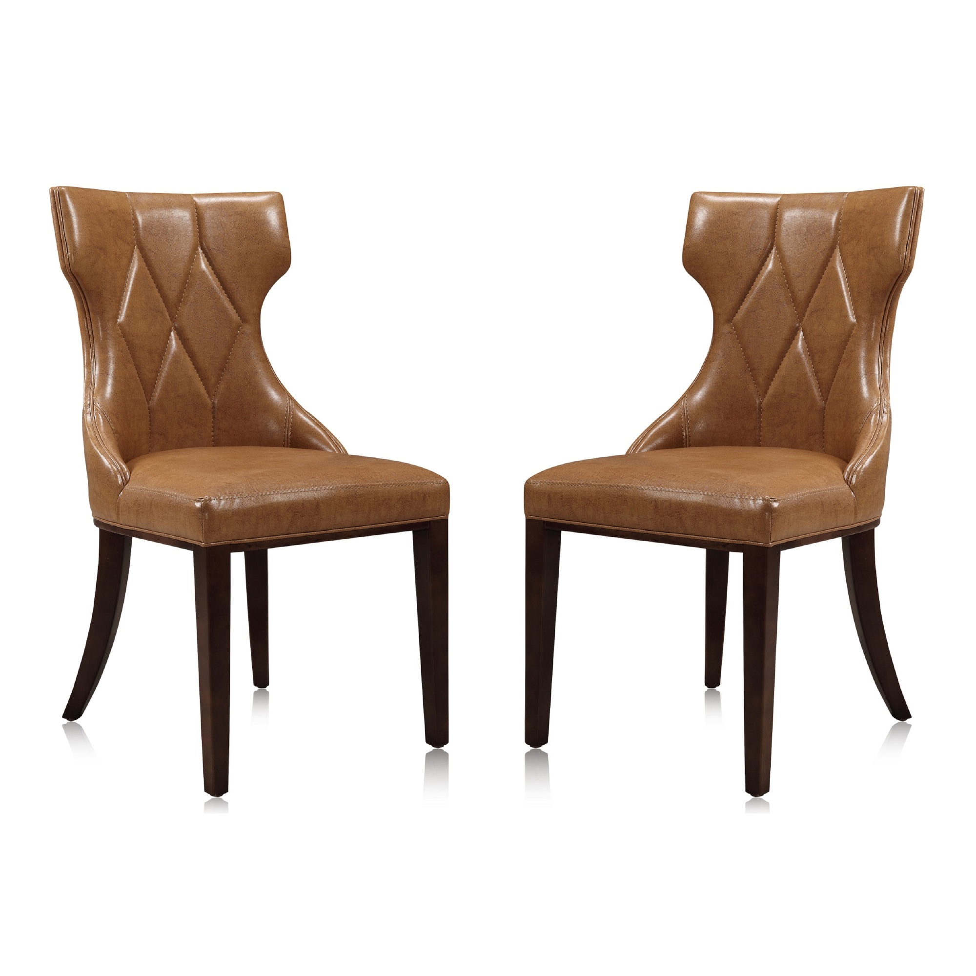 Manhattan Comfort, Reine Saddle Faux Leather Chair Set of Two, Primary Color Brown, Included (qty.) 2 Model DC007