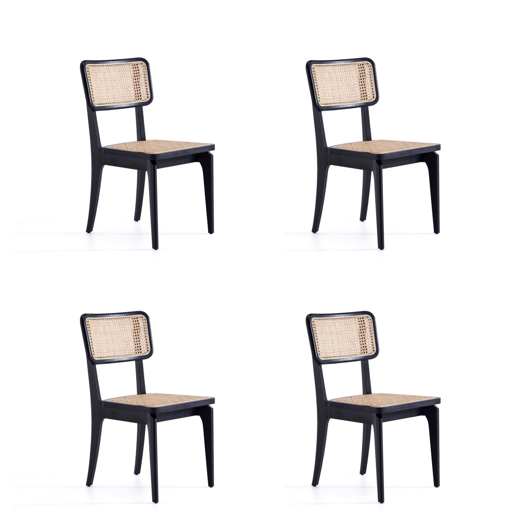 Manhattan Comfort, Giverny Chair in Black and Natural Cane Set of 4 Primary Color Black, Included (qty.) 4 Model 2-DCCA04