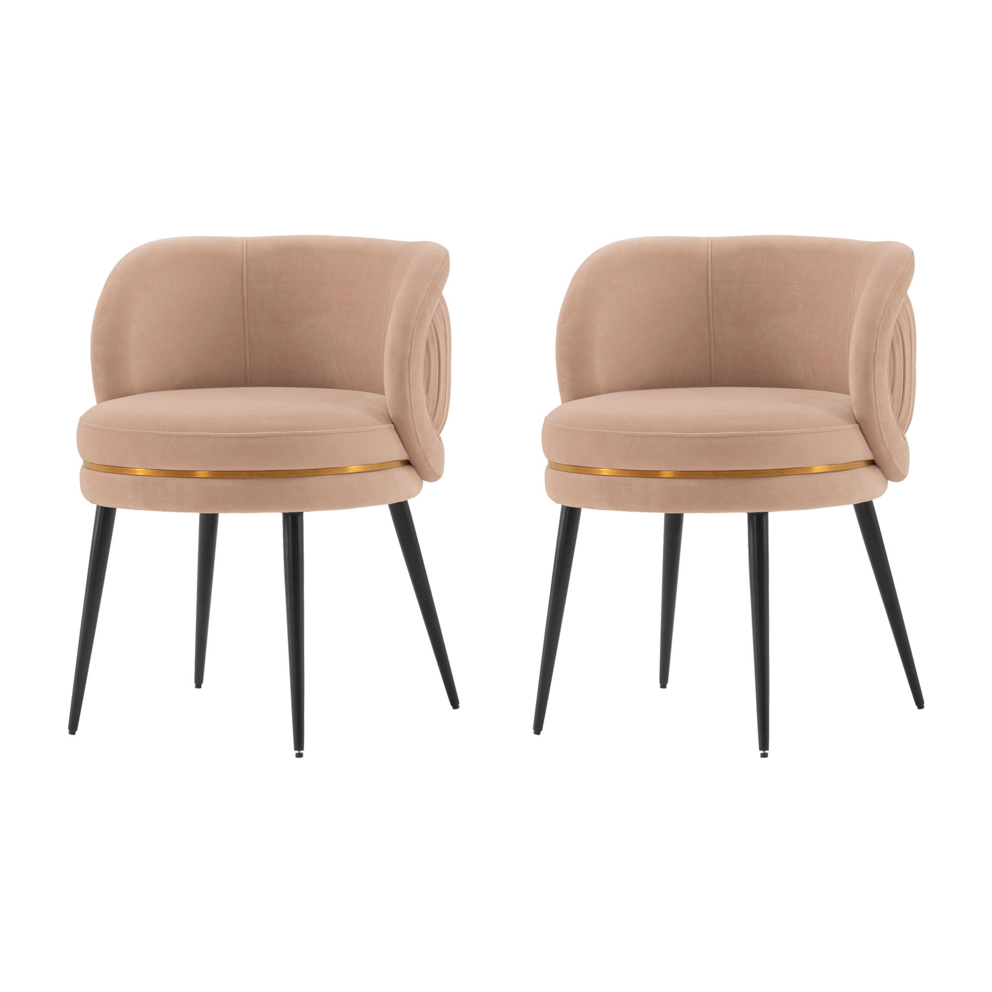 Manhattan Comfort, Modern Kaya Pleated Velvet Chair in Nude Set of 2 Primary Color Beige, Included (qty.) 1 Model 2-DC080