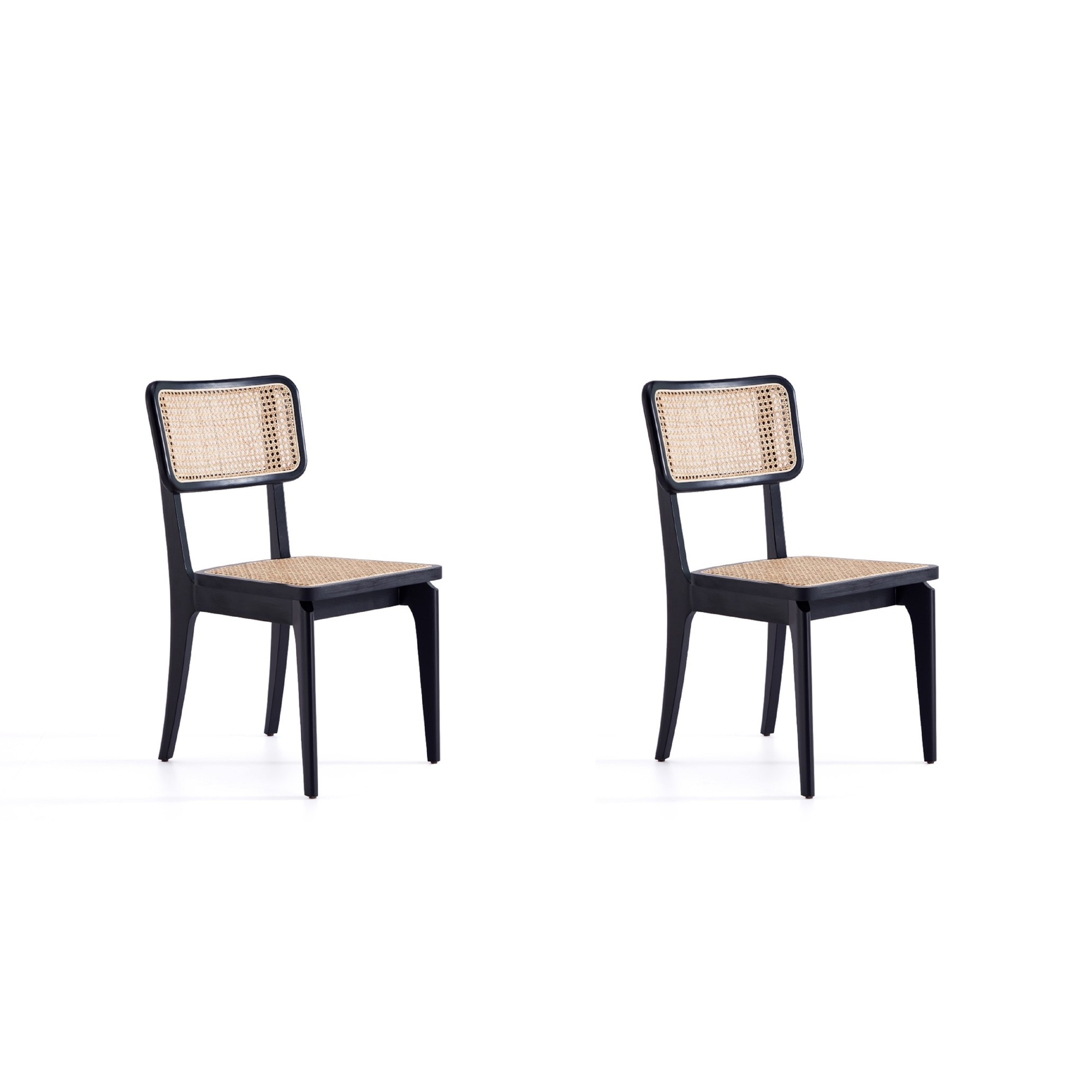 Manhattan Comfort, Giverny Chair in Black and Natural Cane Set of 2 Primary Color Black, Included (qty.) 2 Model DCCA04