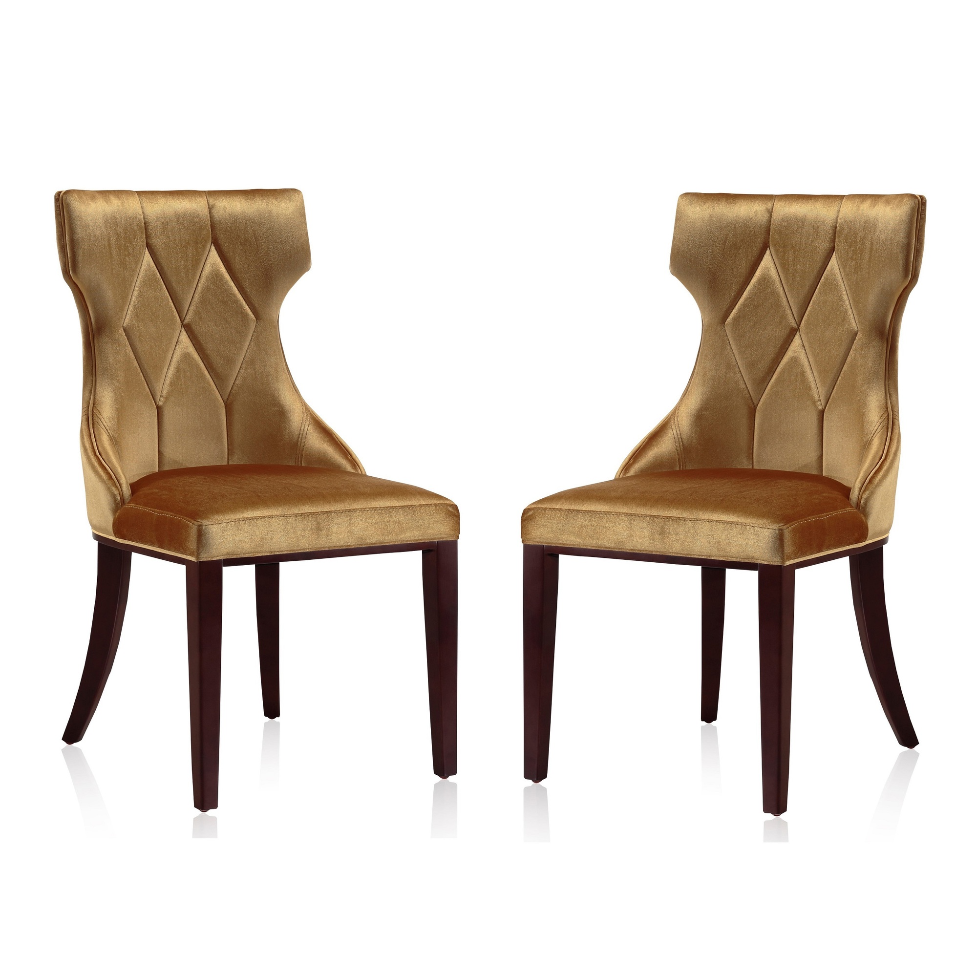 Manhattan Comfort, Reine Antique Gold Velvet Chair Set of Two, Primary Color Gold, Included (qty.) 2 Model DC007