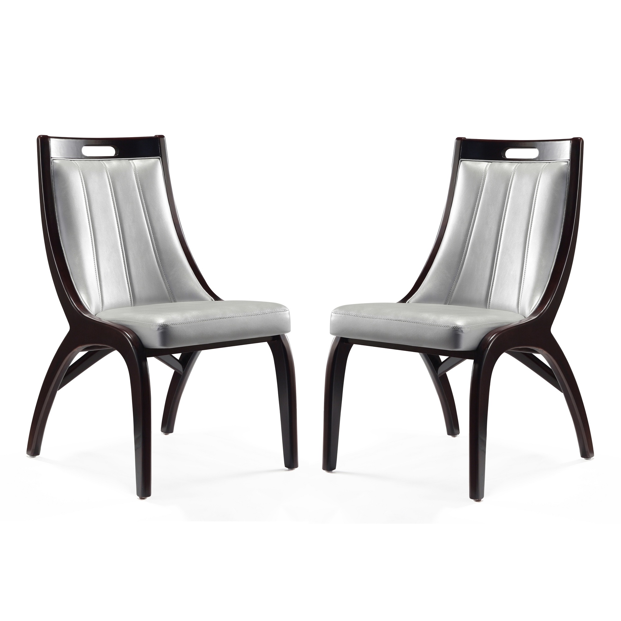 Manhattan Comfort, Danube Leatherette Chair Set of 2Inch Silver, Primary Color Silver, Included (qty.) 2 Model DC024