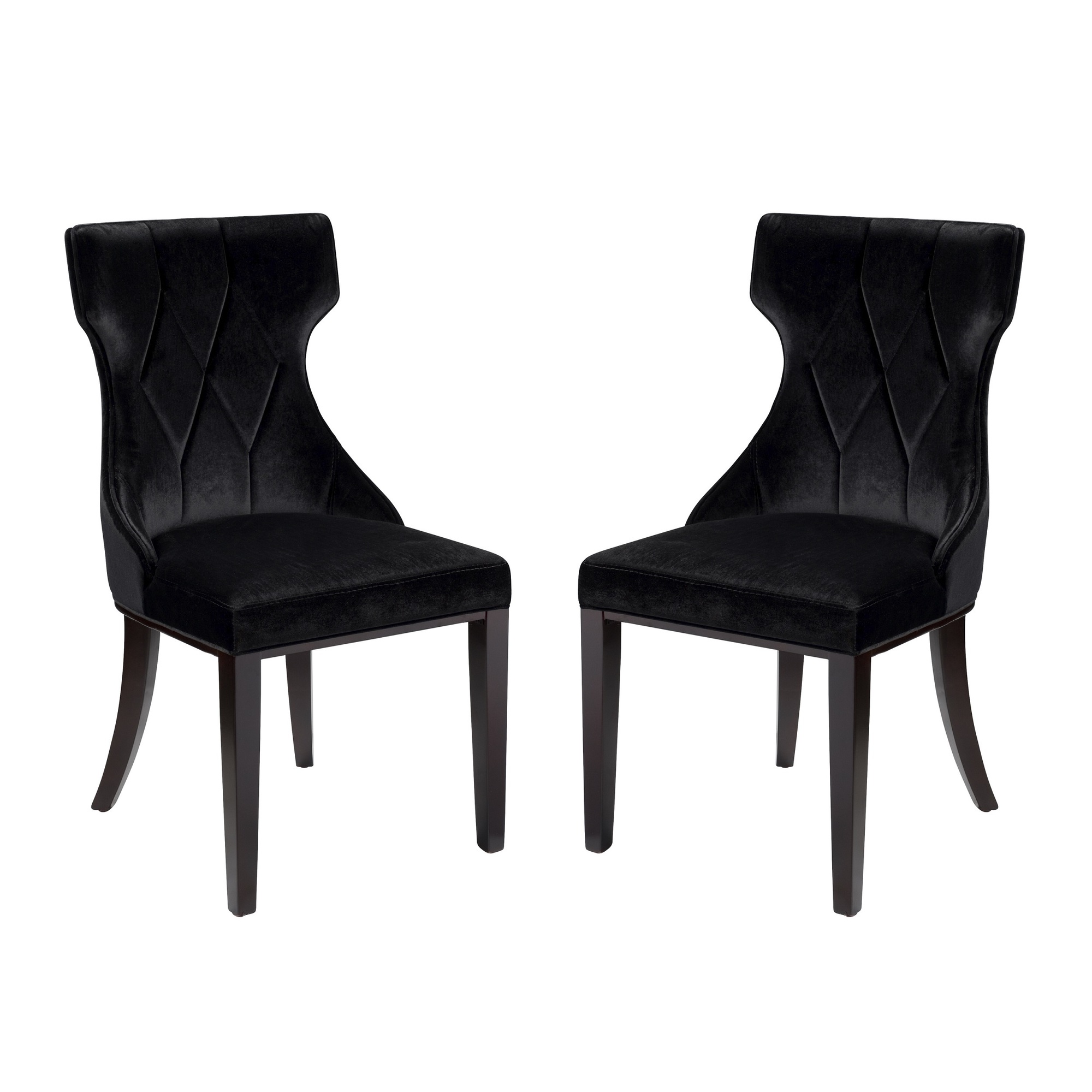 Manhattan Comfort, Reine Black and Walnut Velvet Chair Set of Two, Primary Color Black, Included (qty.) 2 Model DC007