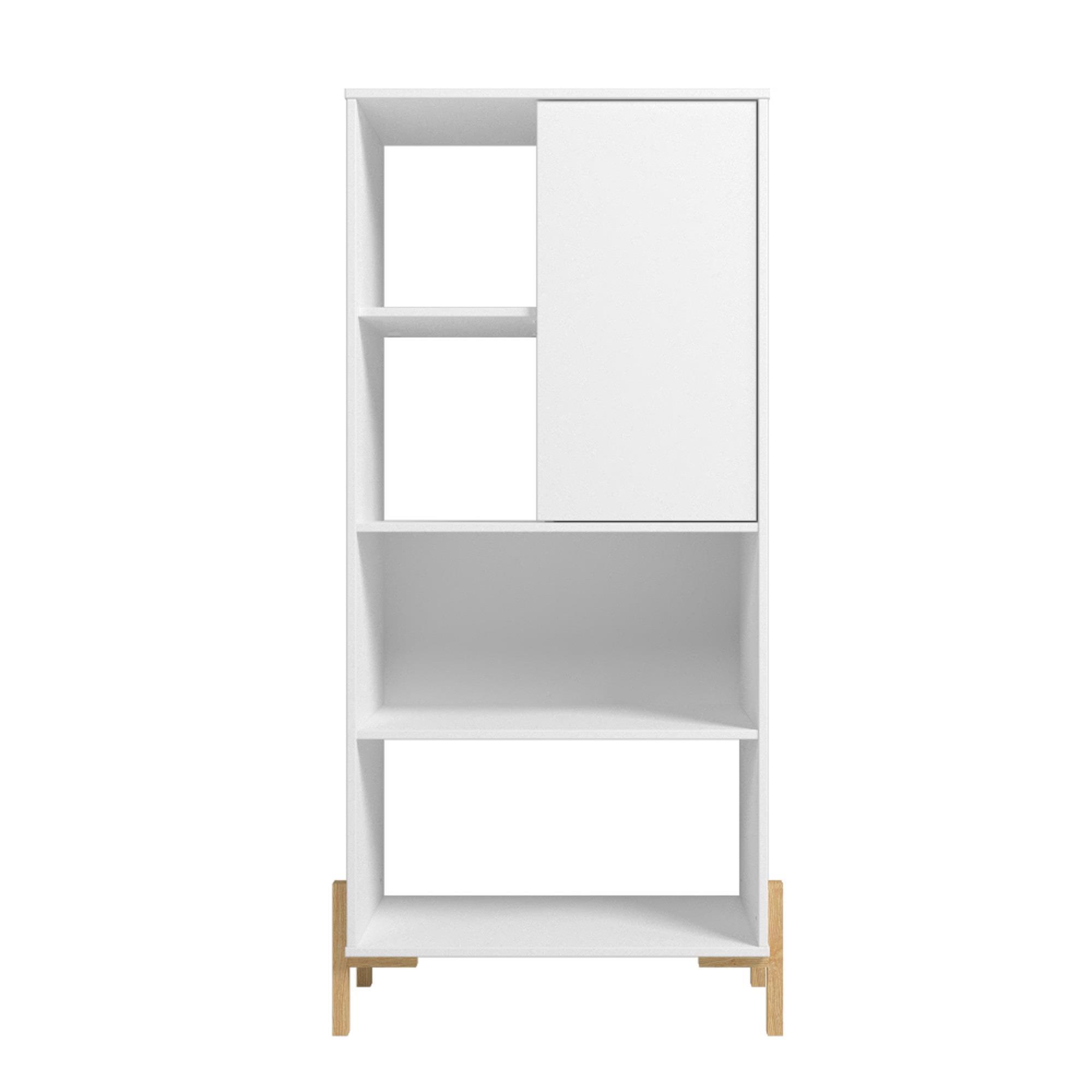Manhattan Comfort, Bowery Bookcase with 5 Shelves in White and Oak, Height 60.43 in, Shelves (qty.) 5 Material MDPE, Model 308AMC