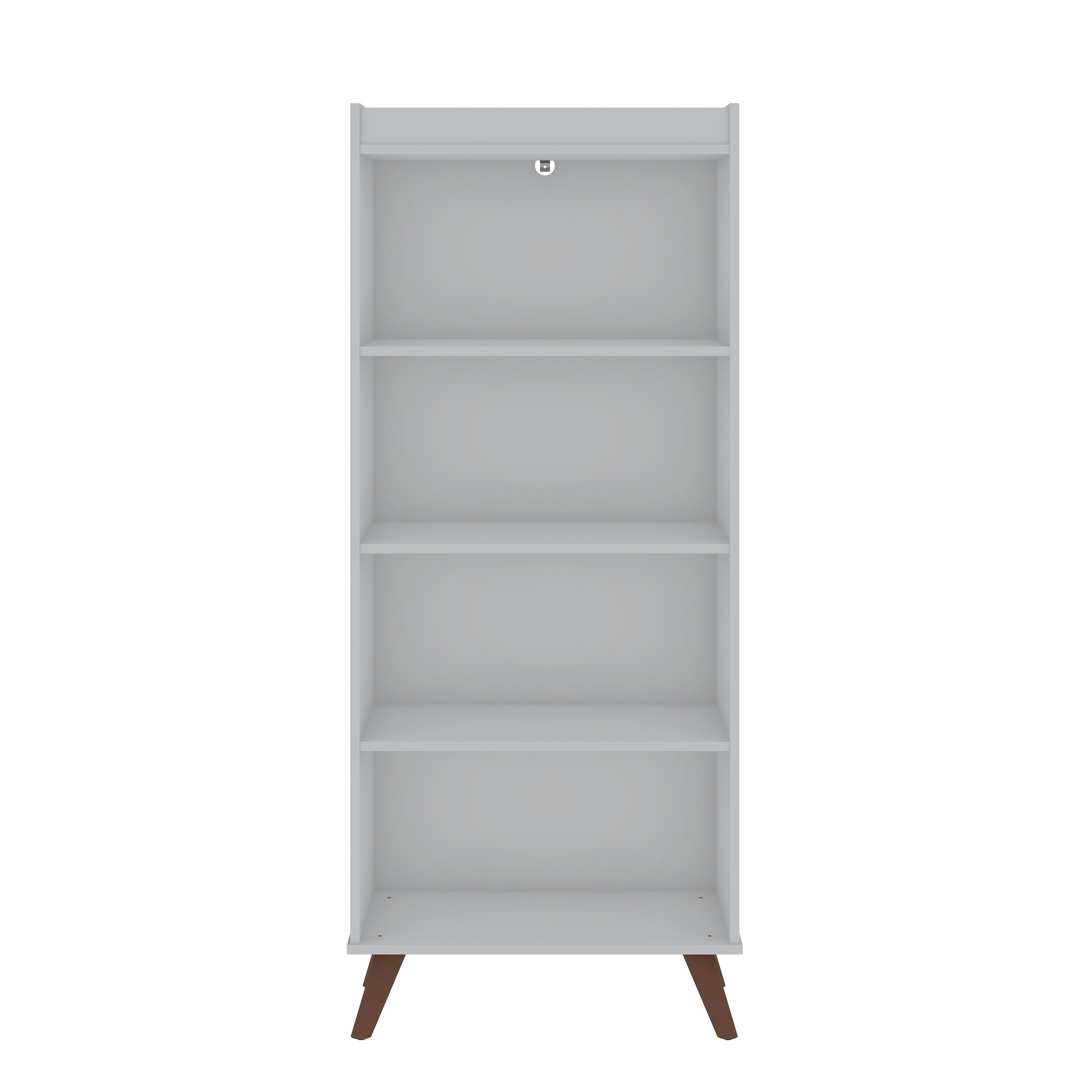 Manhattan Comfort, Hampton 4-Tier Bookcase Solid Wood Legs in White, Height 60.12 in, Shelves (qty.) 4 Material MDPE, Model 12PMC