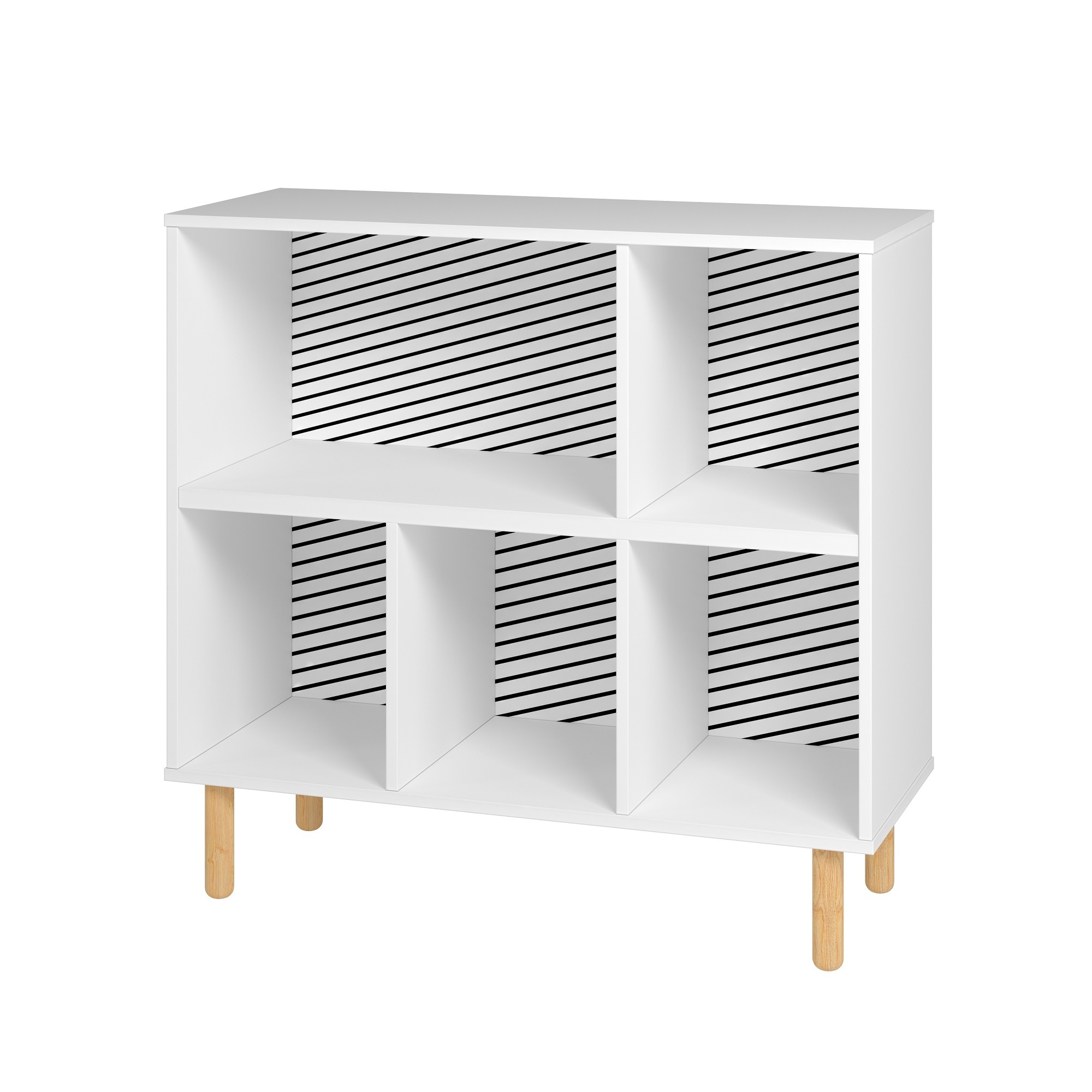 Manhattan Comfort, Essex 33.66 Low Bookcase in White and Zebra, Height 33.66 in, Shelves (qty.) 5 Material MDPE, Model 406AMC