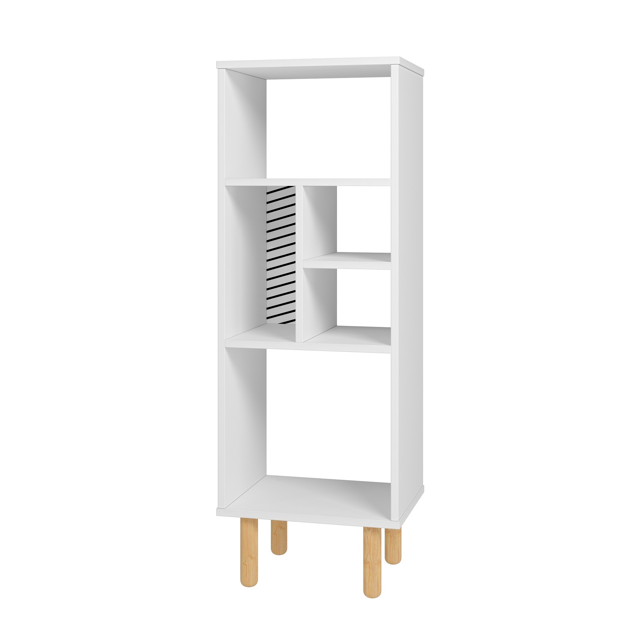 Manhattan Comfort, Essex 42.51 Bookcase in White and Zebra, Height 42.51 in, Shelves (qty.) 5 Material MDPE, Model 411AMC