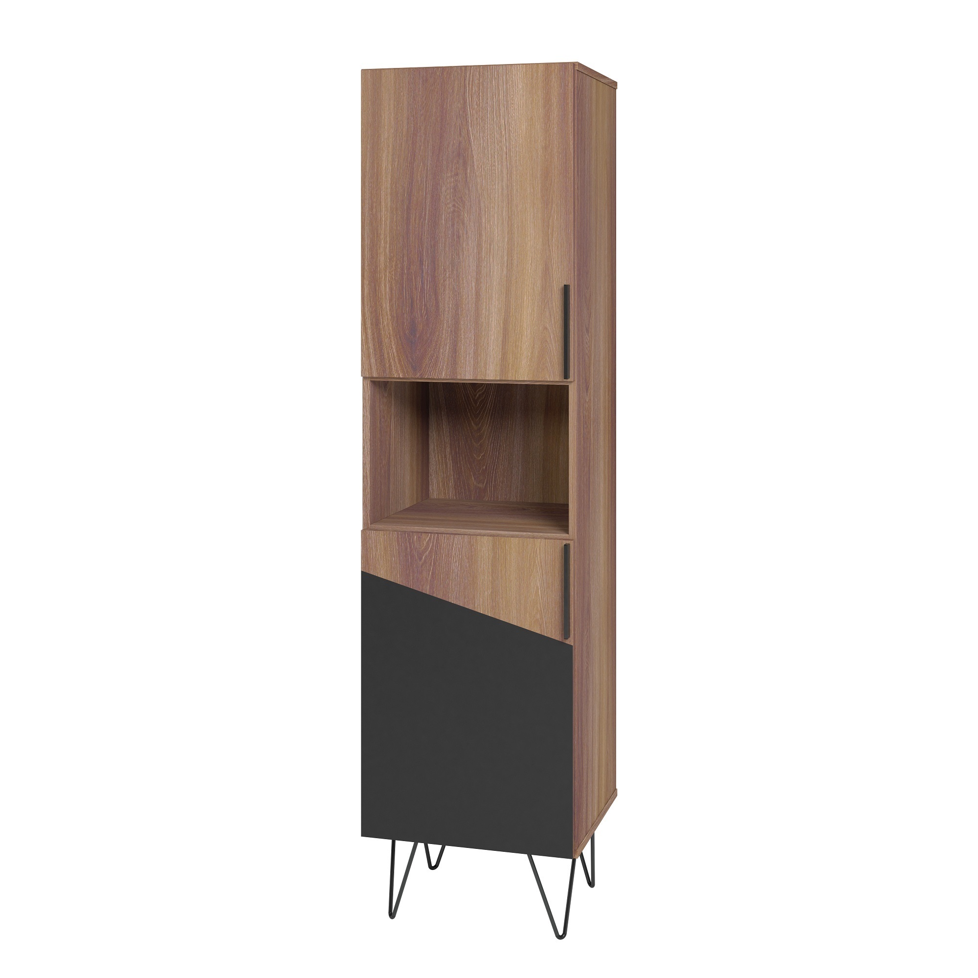 Manhattan Comfort, Beekman 17.51 Narrow Bookcase in Brown and Black, Height 67.32 in, Shelves (qty.) 5 Material MDPE, Model 404AMC